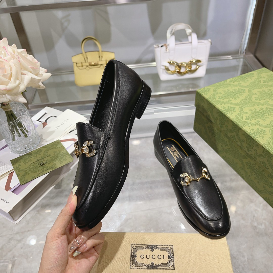 Gucci women's leather shoes-20