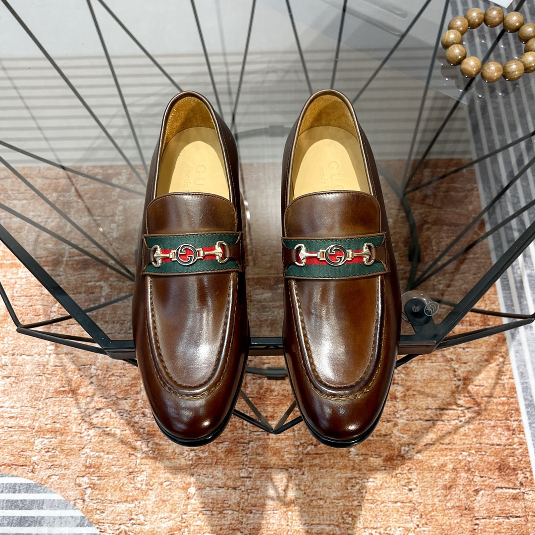 Gucci men's leather shoes-128