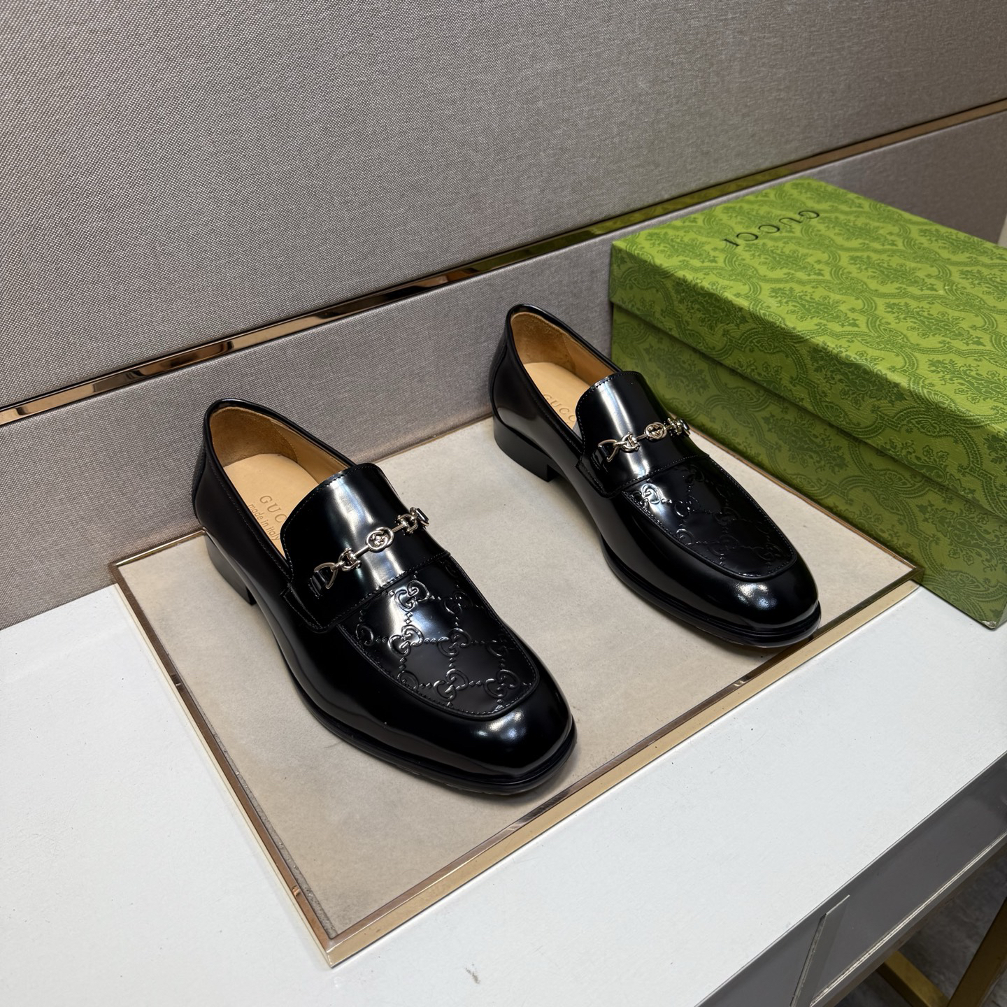 Gucci men's leather shoes-14