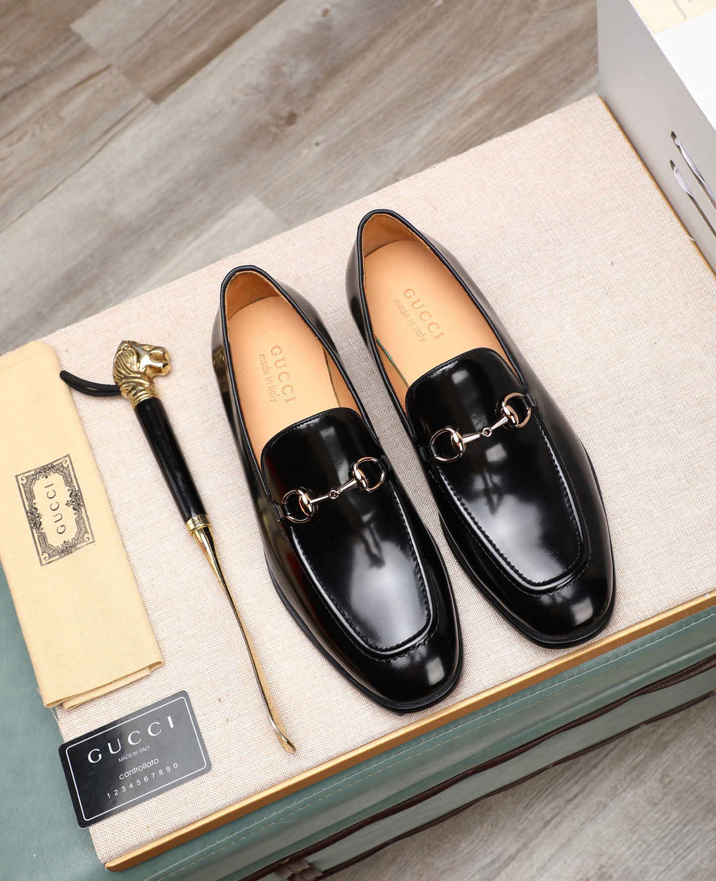 Gucci men's leather shoes-16