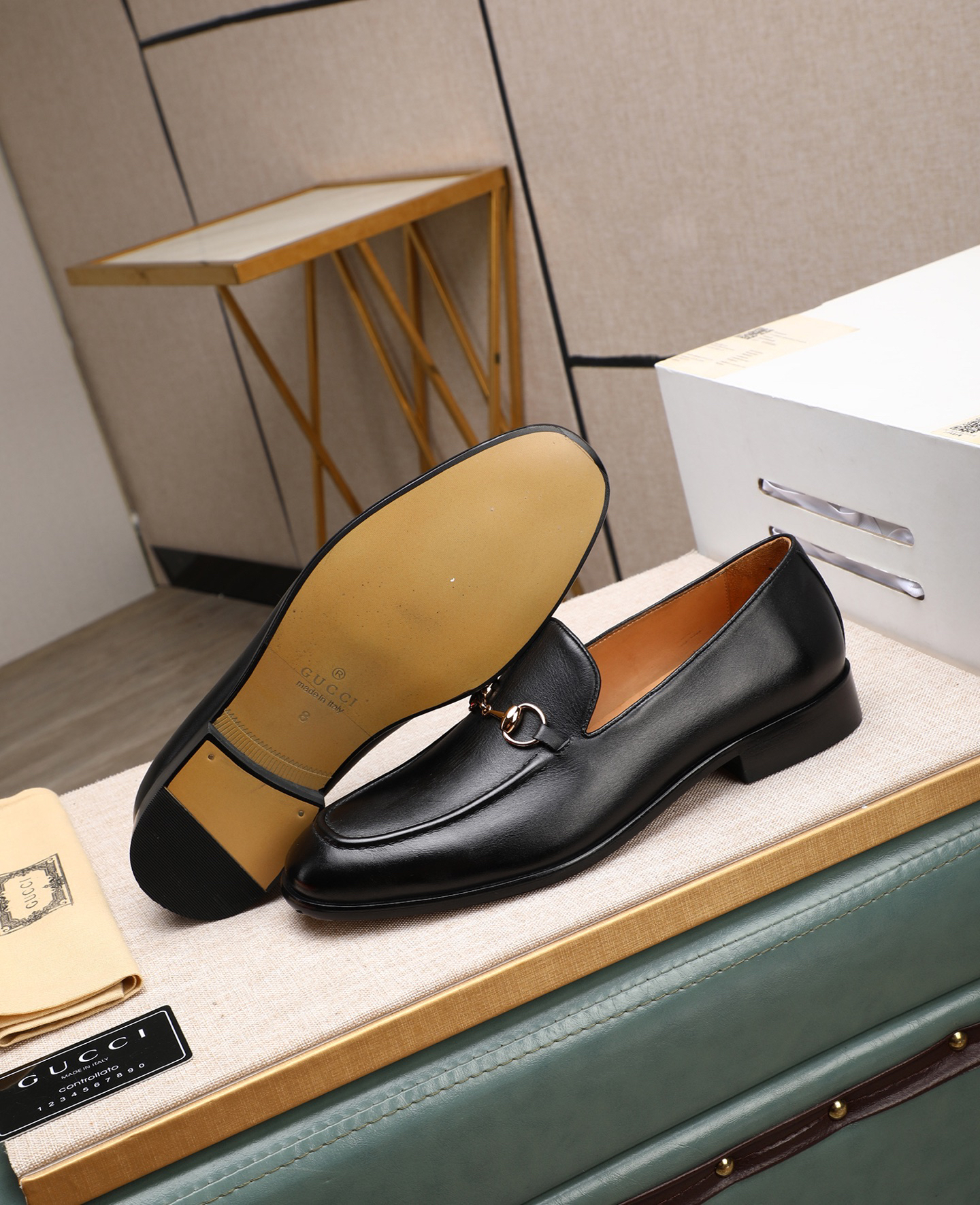 Gucci men's leather shoes-19