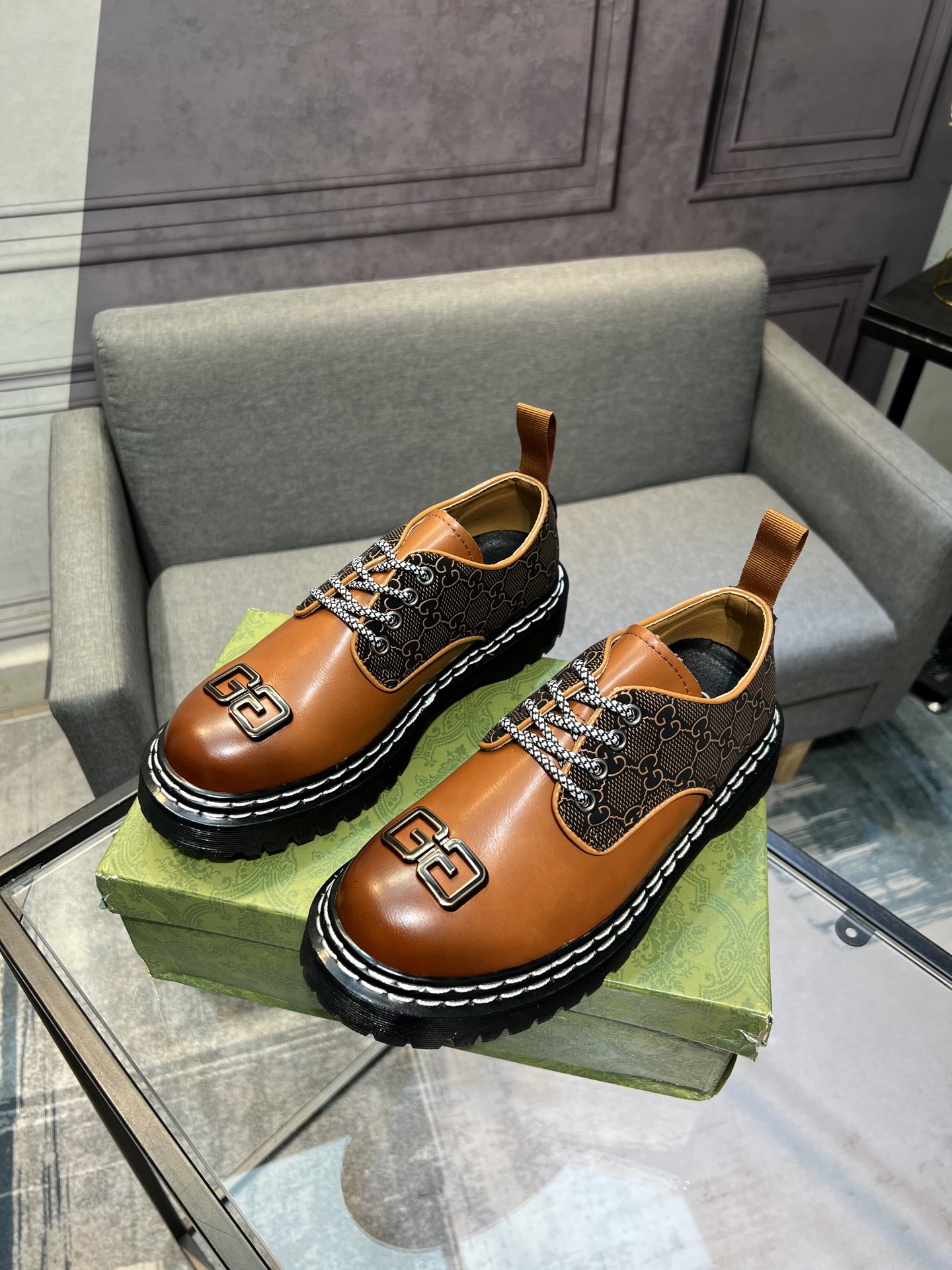 Gucci men's leather shoes-47