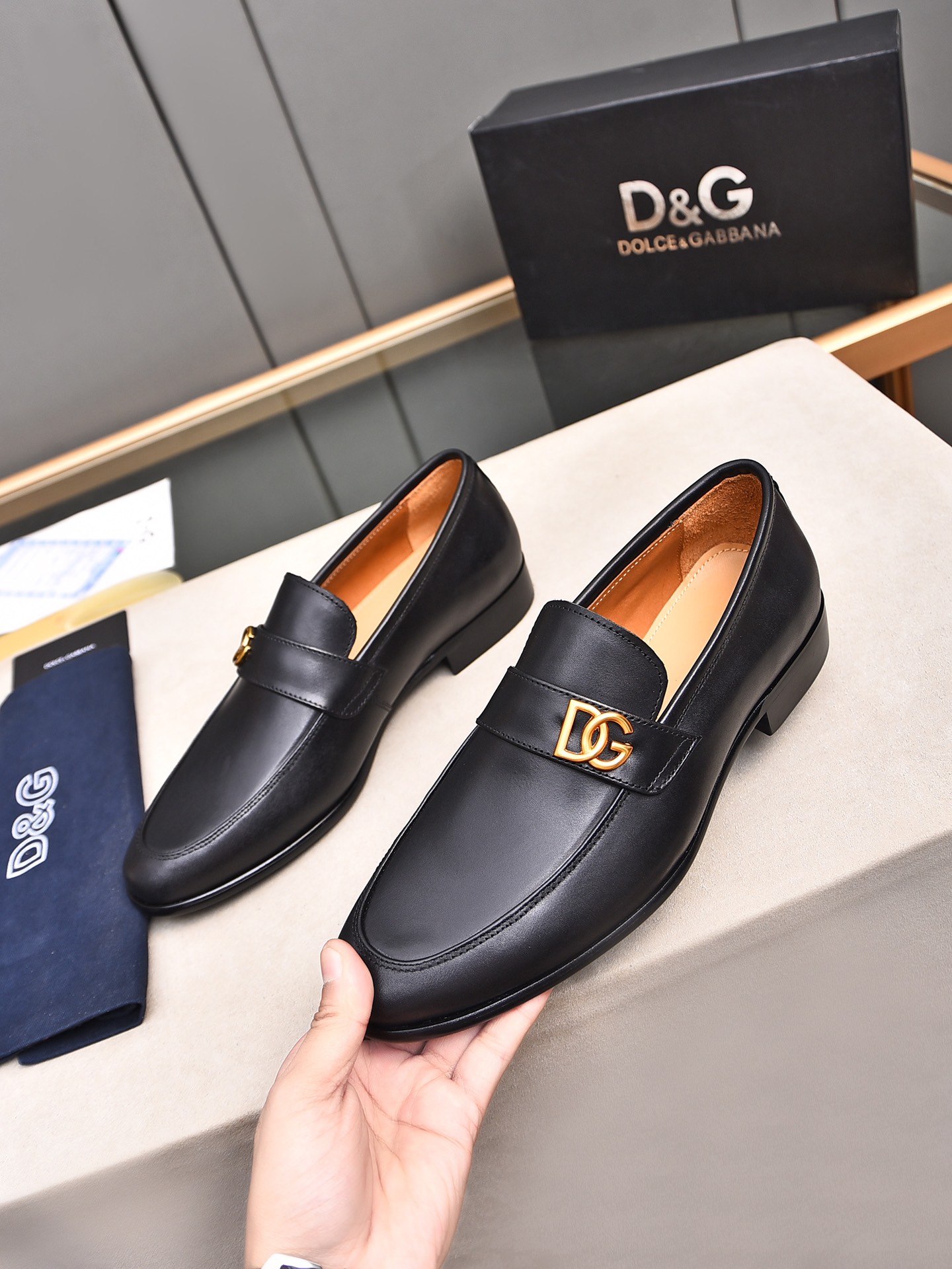 D&G men's leather shoes-14