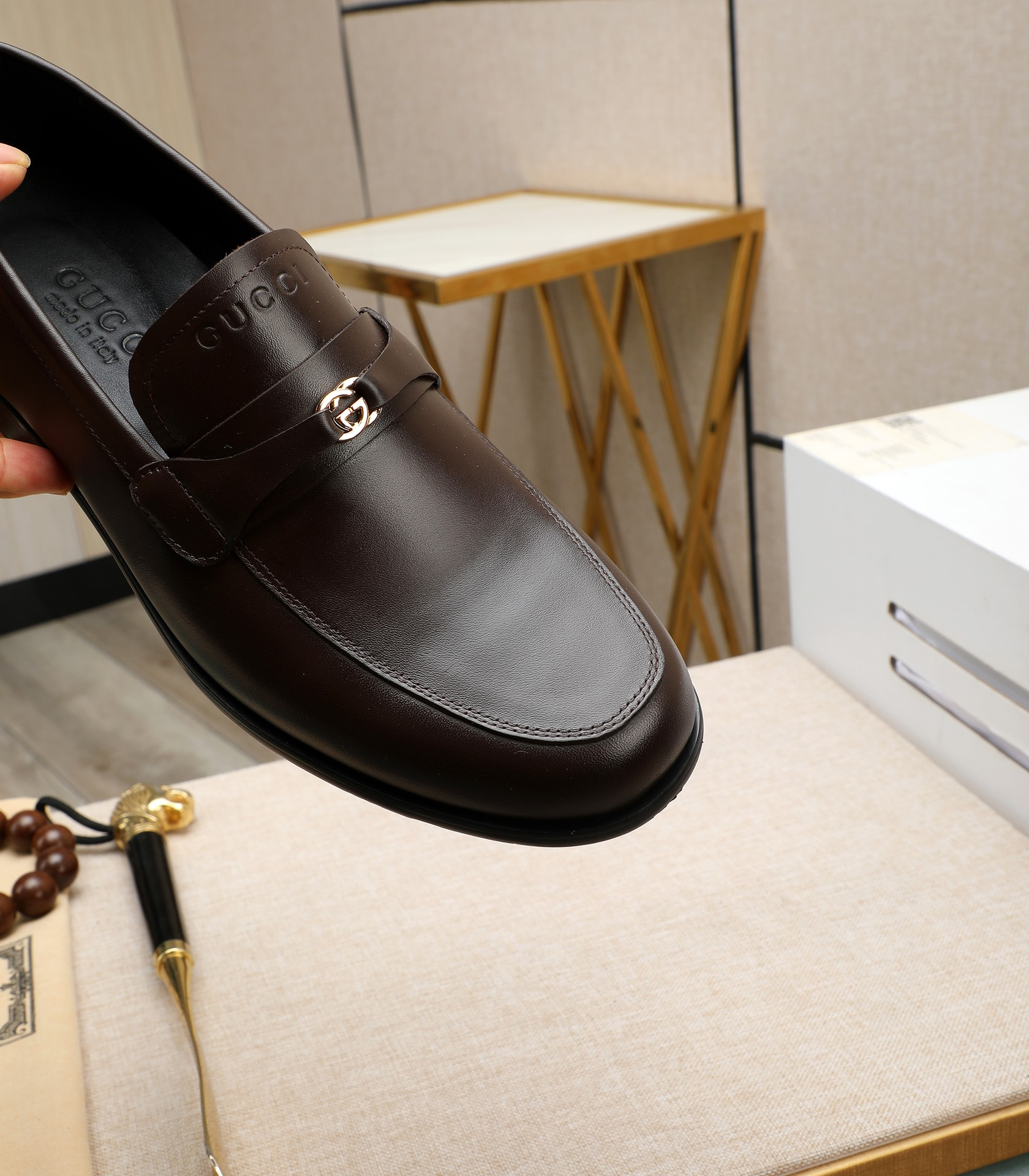 Gucci men's leather shoes-8