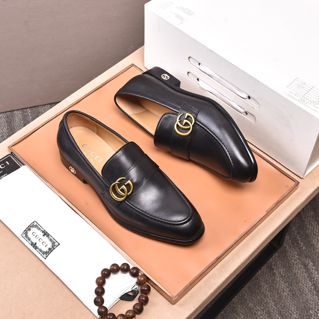 Gucci men's leather shoes-12
