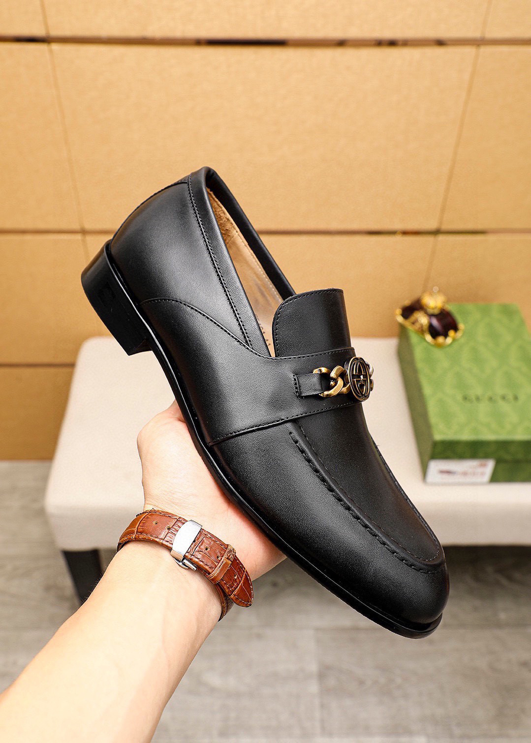 Gucci men's leather shoes-82