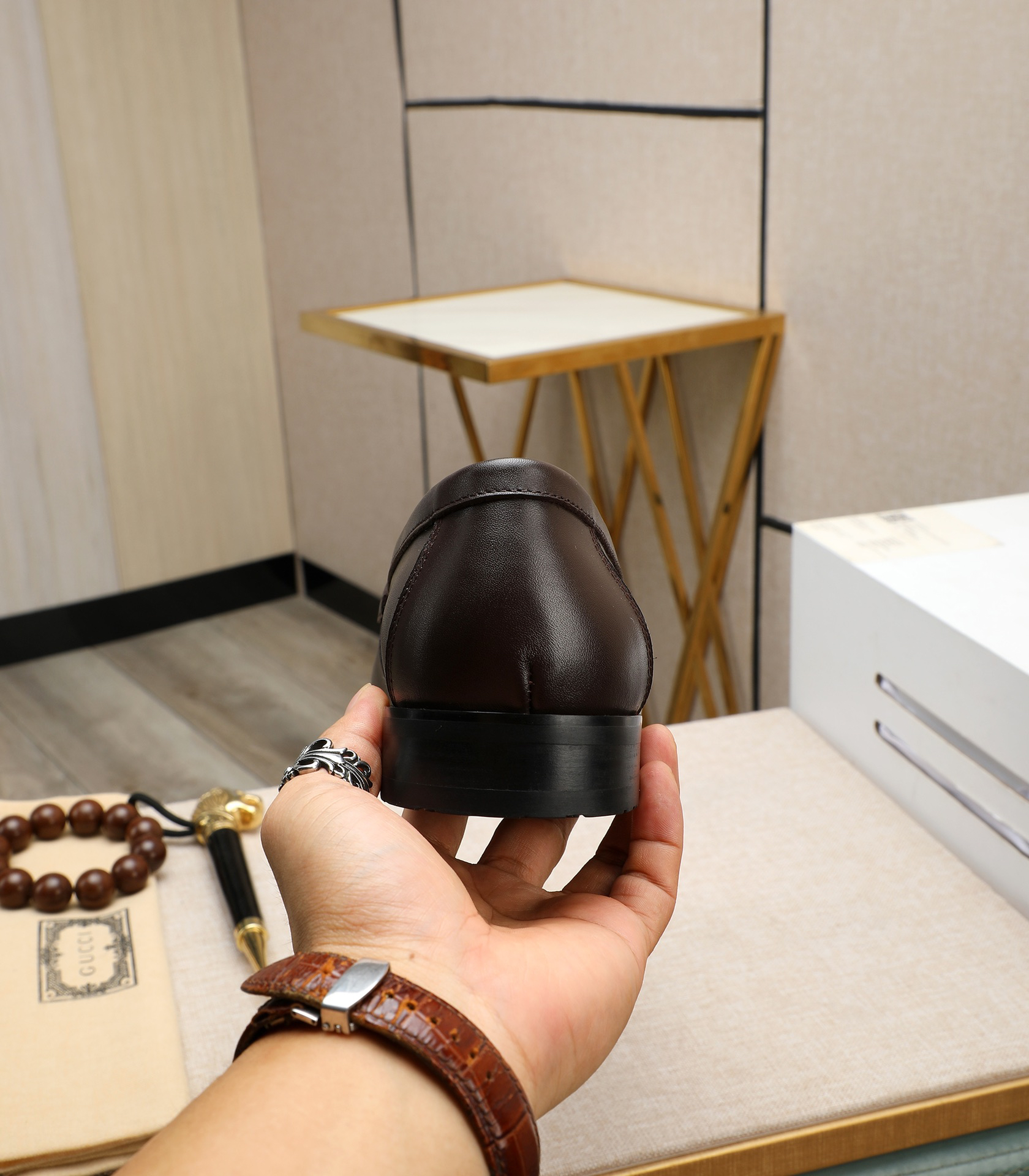 Gucci men's leather shoes-8