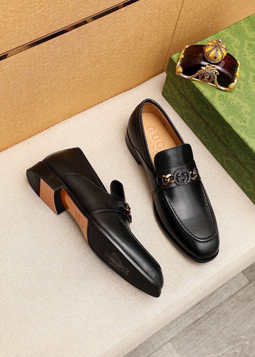 Gucci men's leather shoes-82