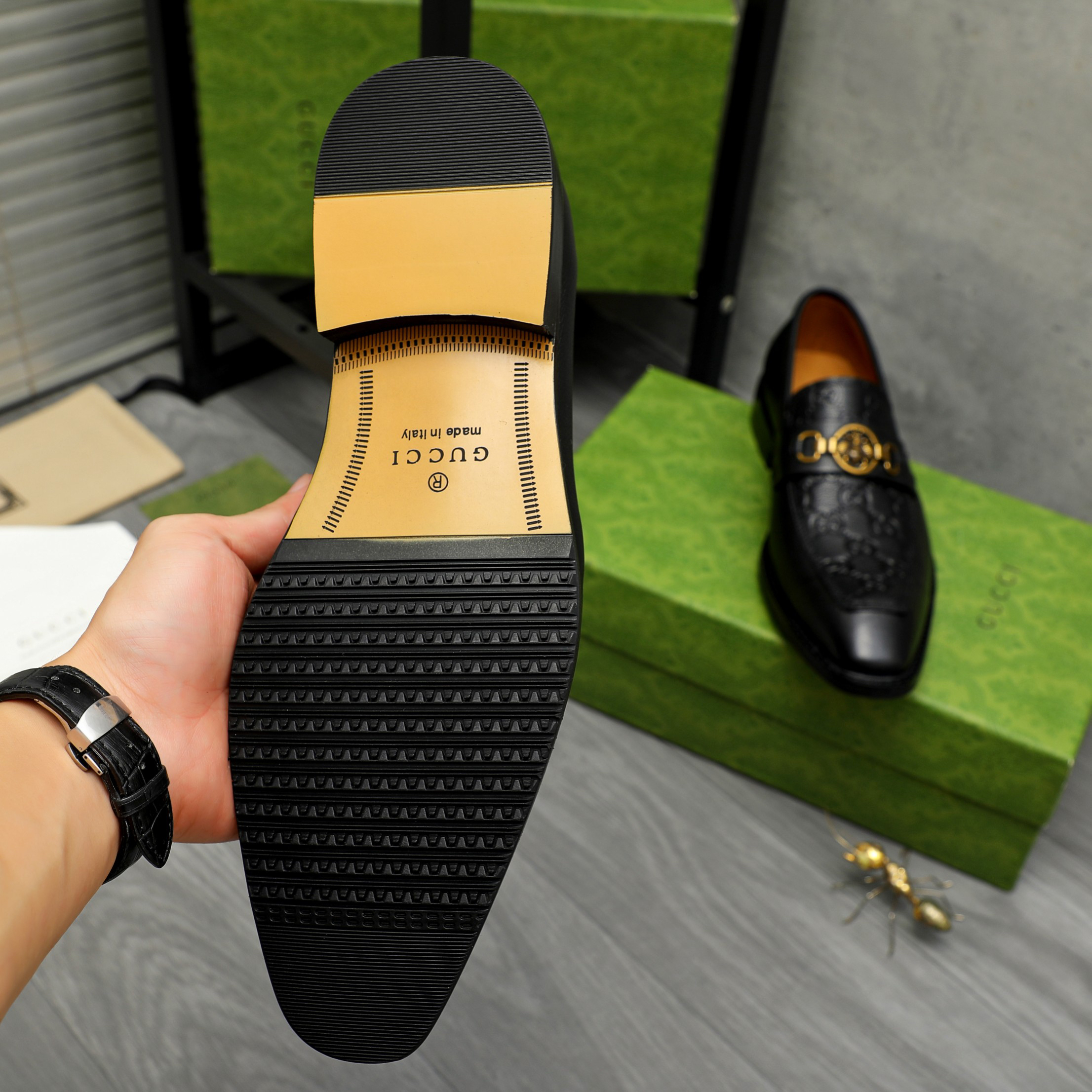 Gucci men's leather shoes-84