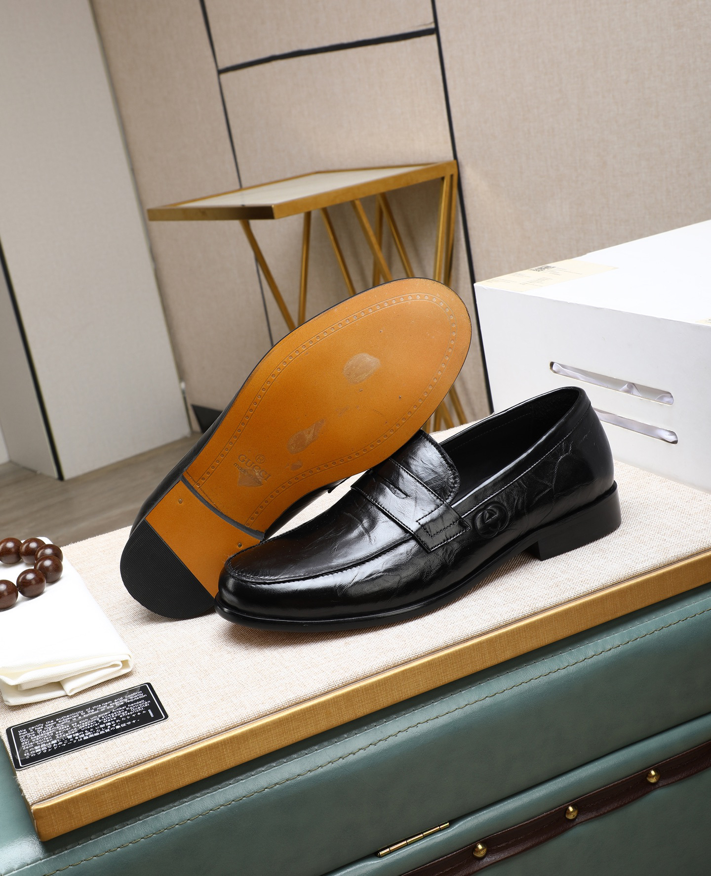 Gucci men's leather shoes-4