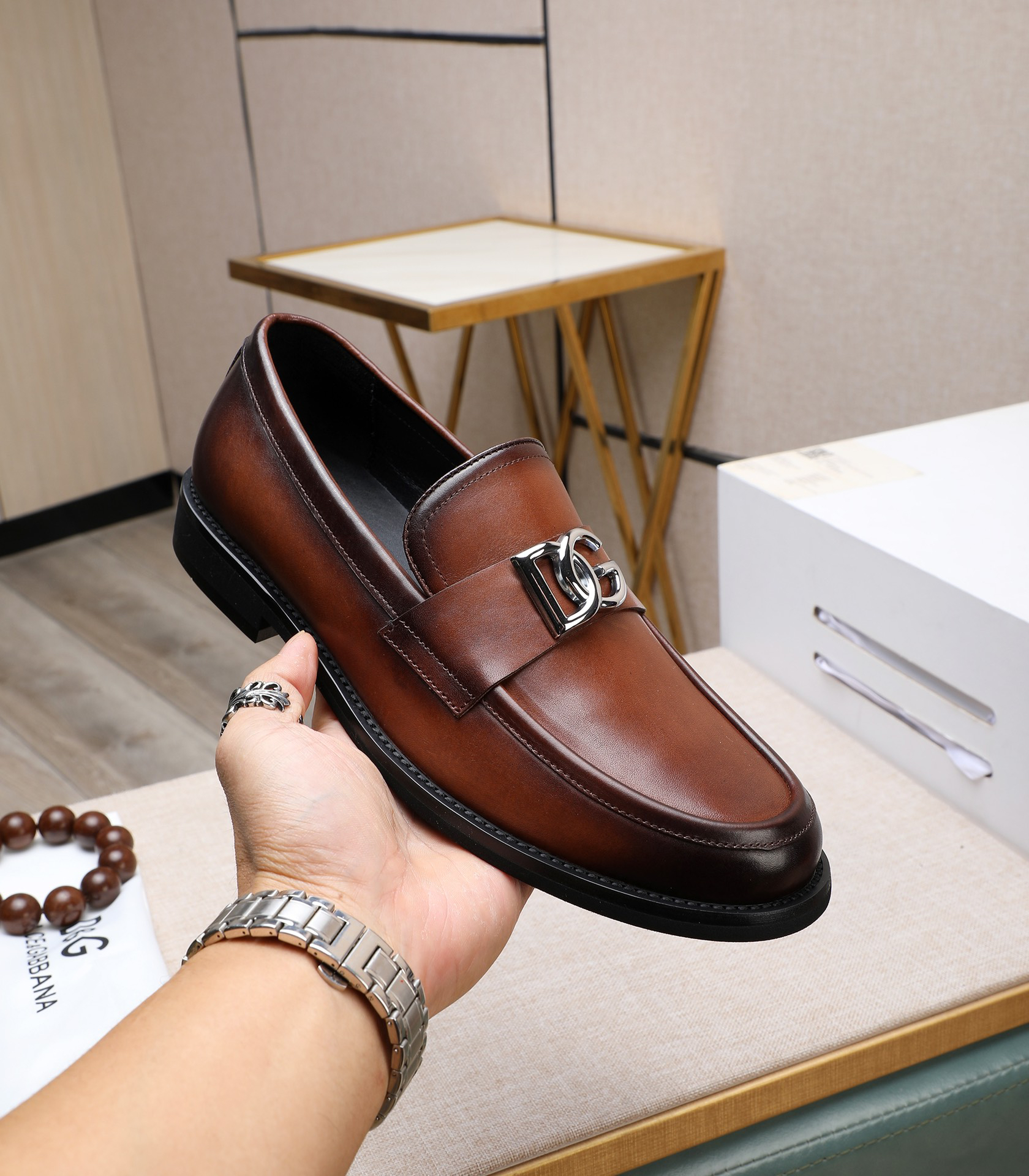 D&G men's leather shoes-4