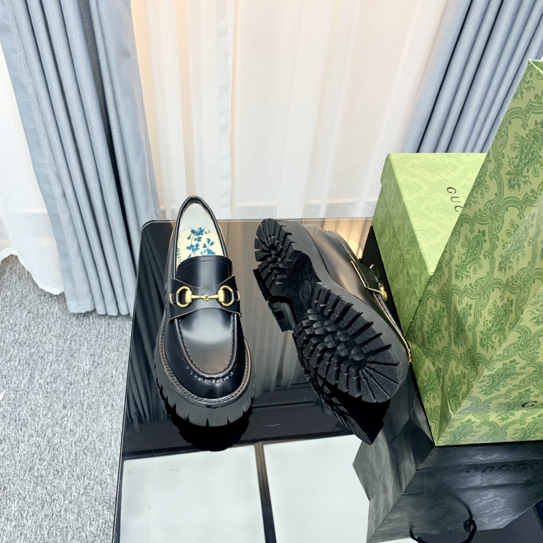 Gucci women's leather shoes-3