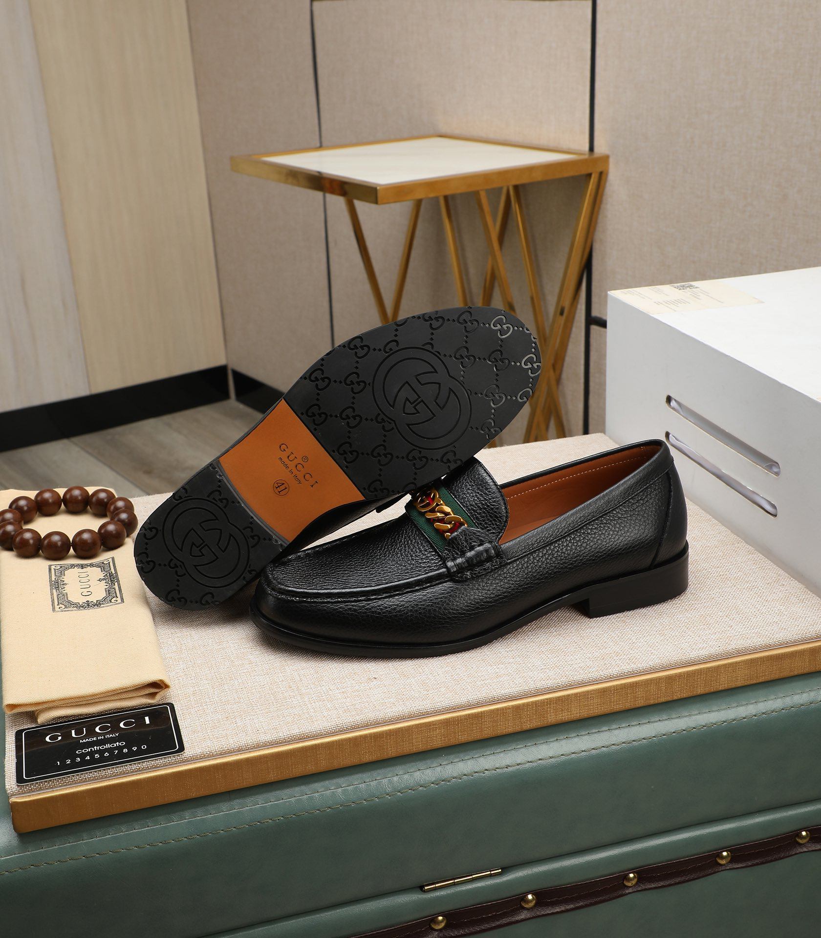 Gucci men's leather shoes-9