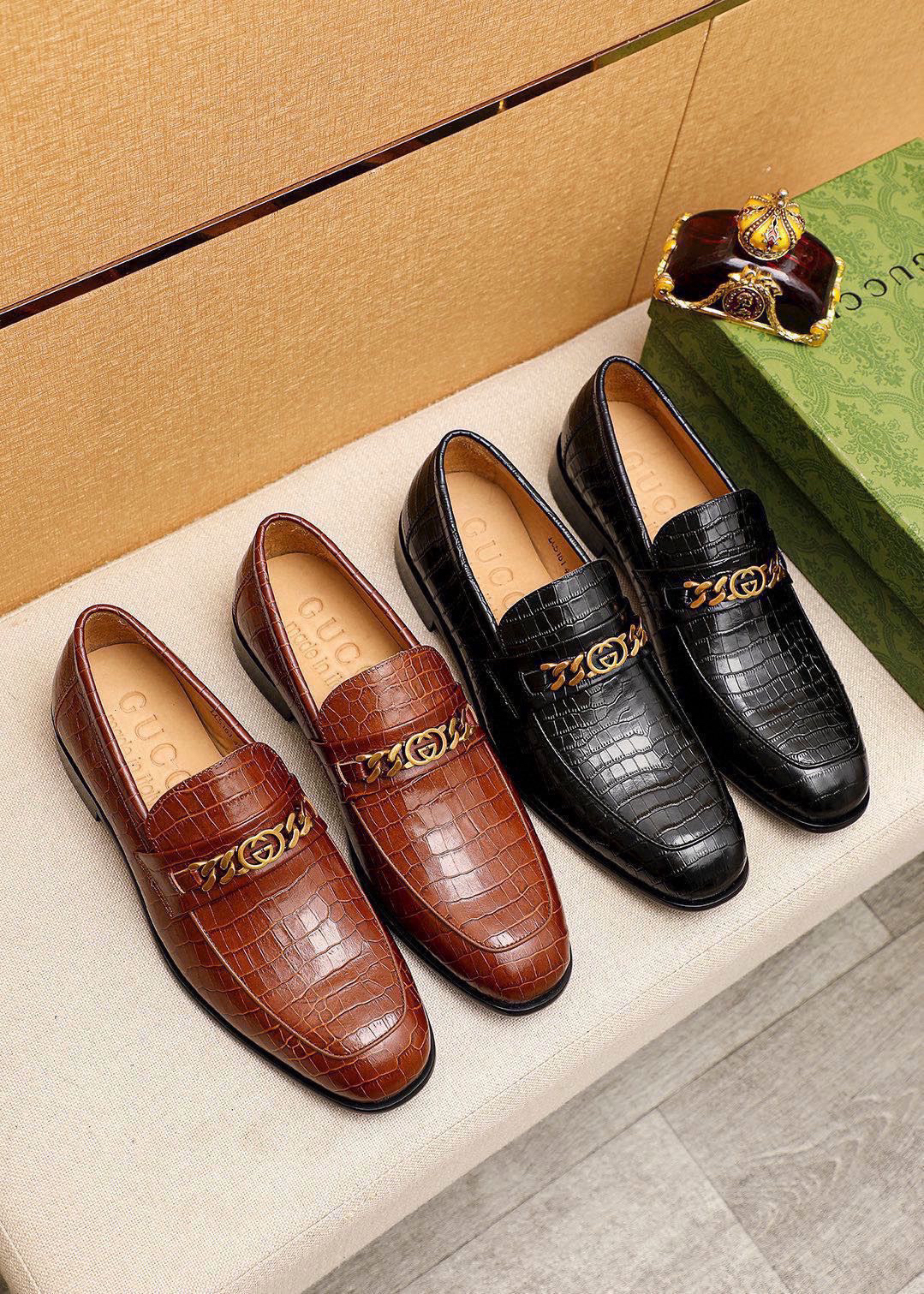 Gucci men's leather shoes-77