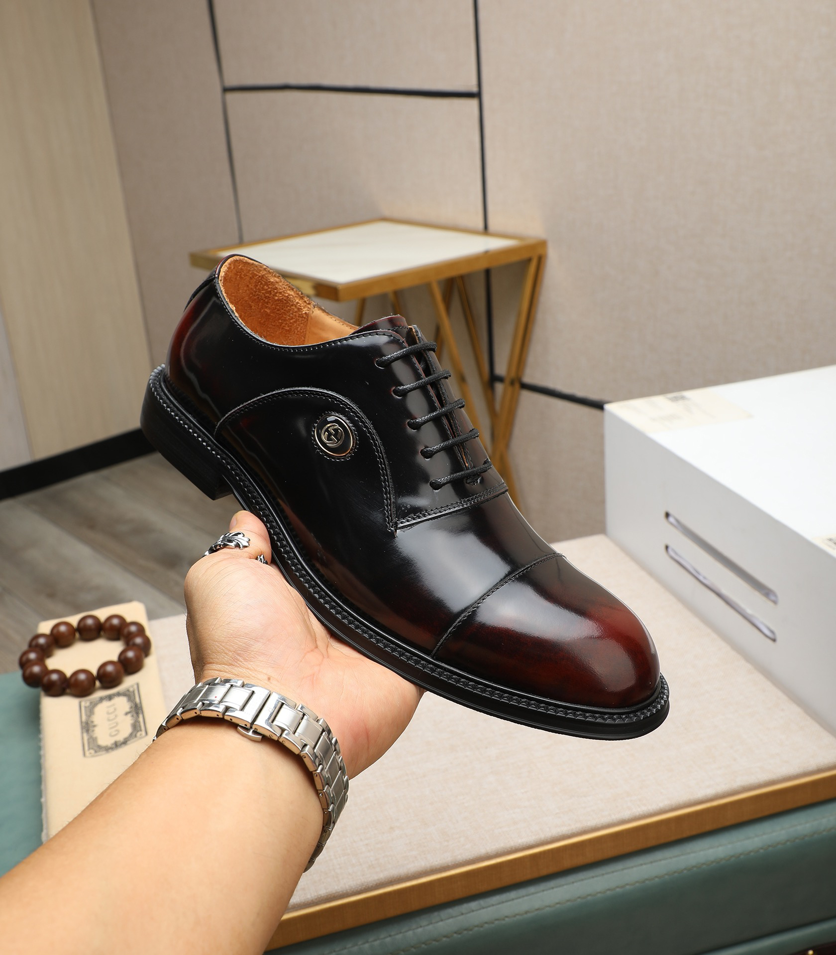 Gucci men's leather shoes-127