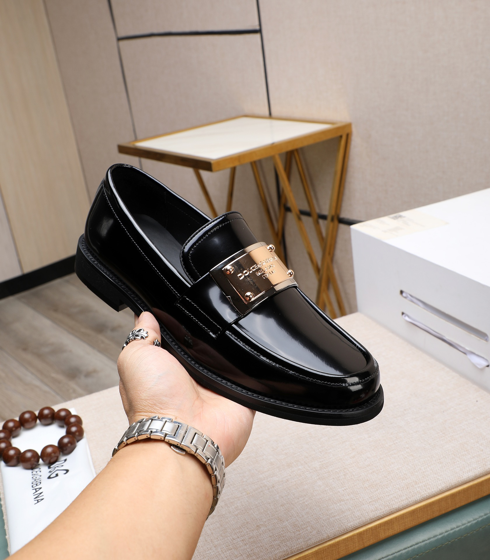 D&G men's leather shoes-18