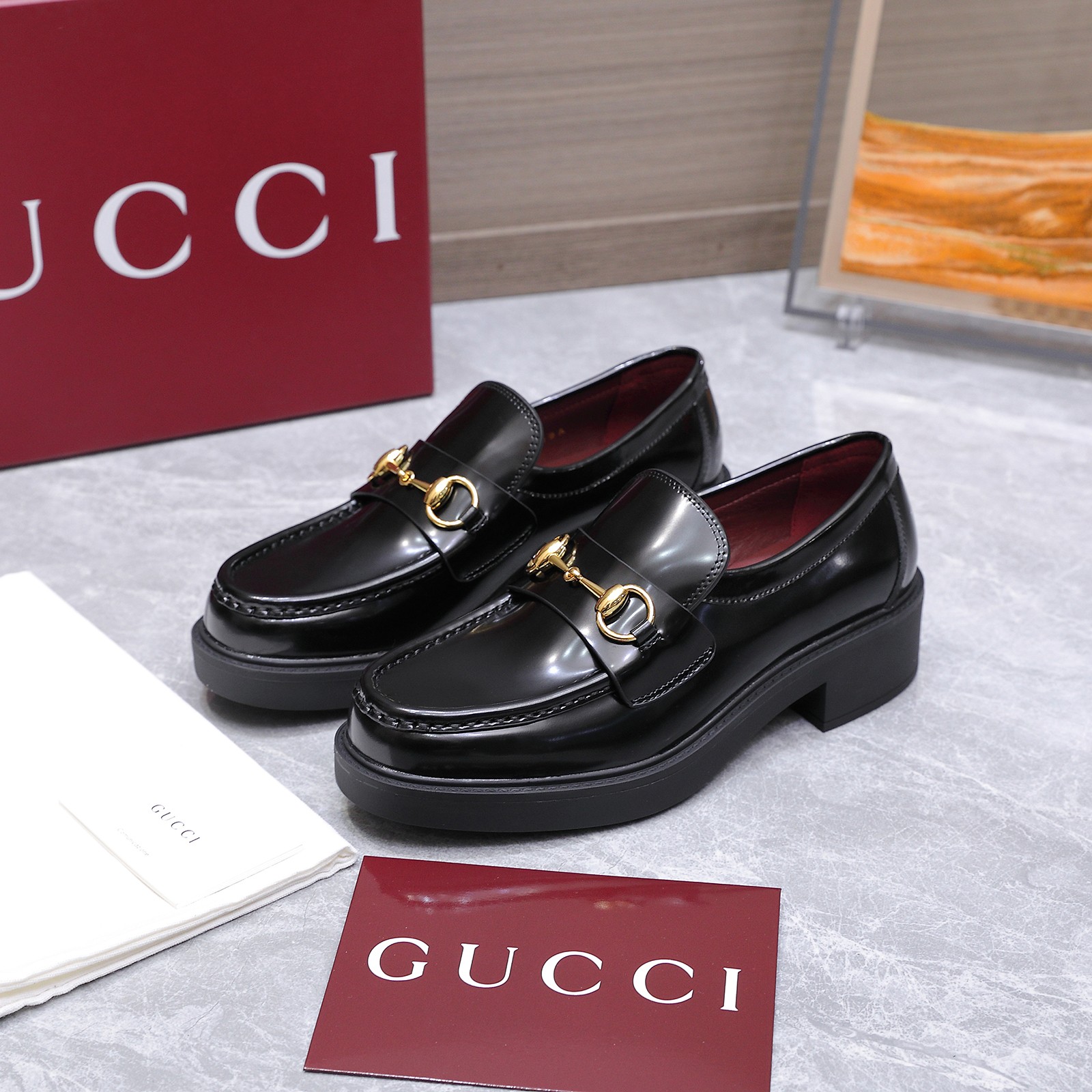 Gucci women's leather shoes-34