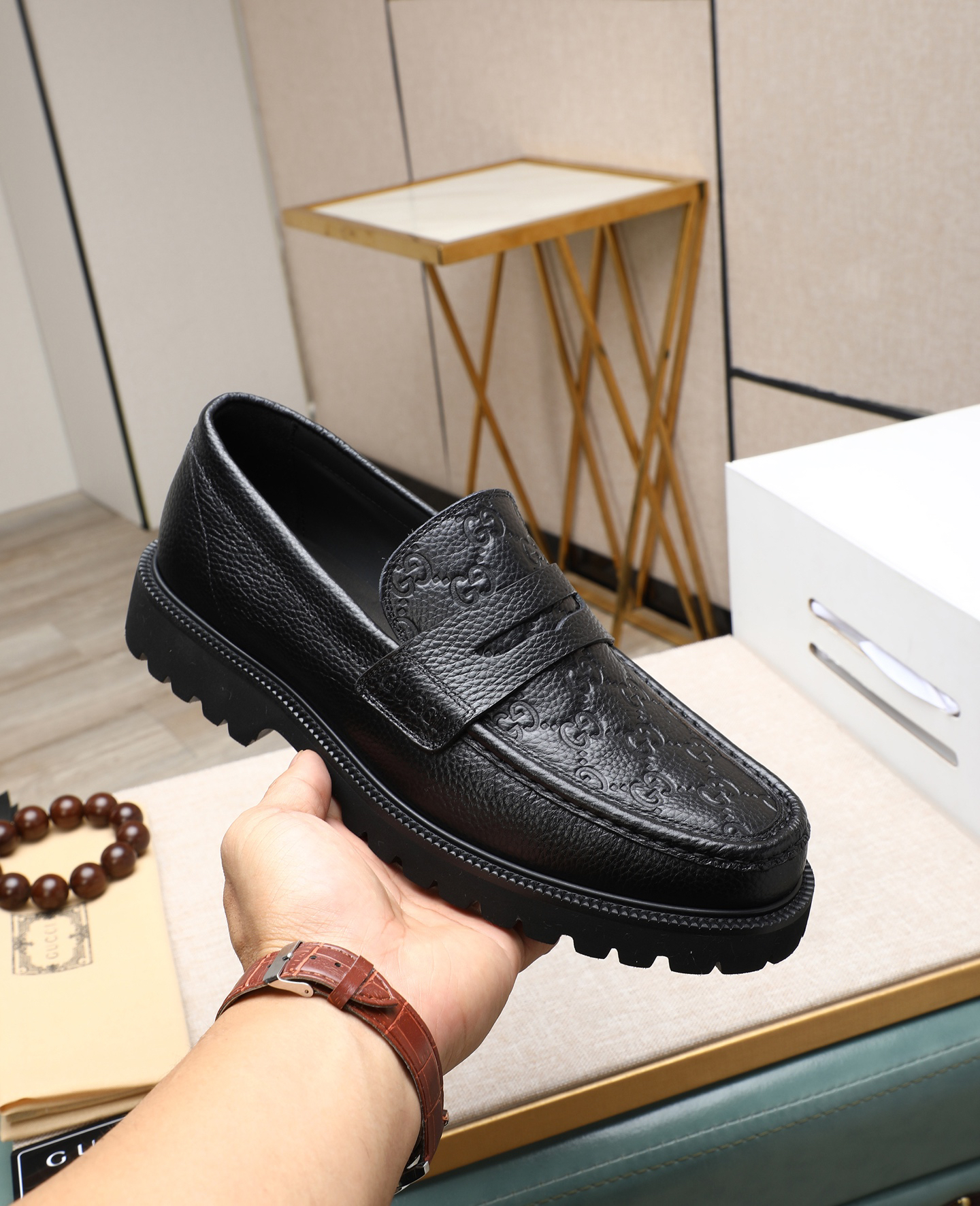 Gucci men's leather shoes-58