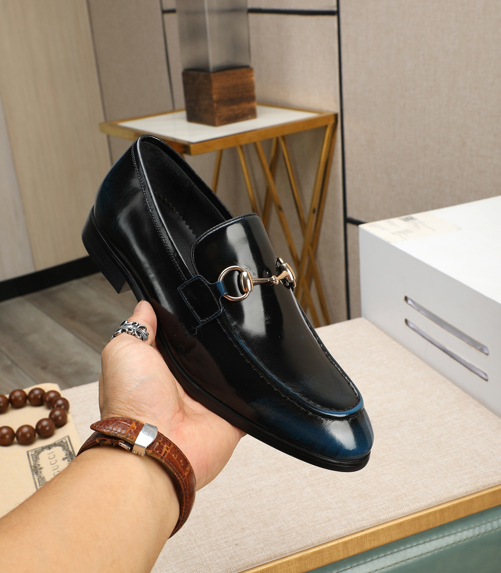 Gucci men's leather shoes-86