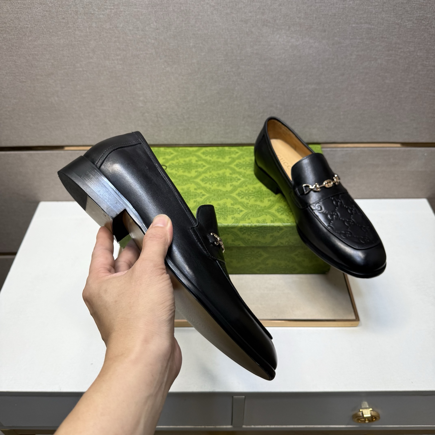 Gucci men's leather shoes-13