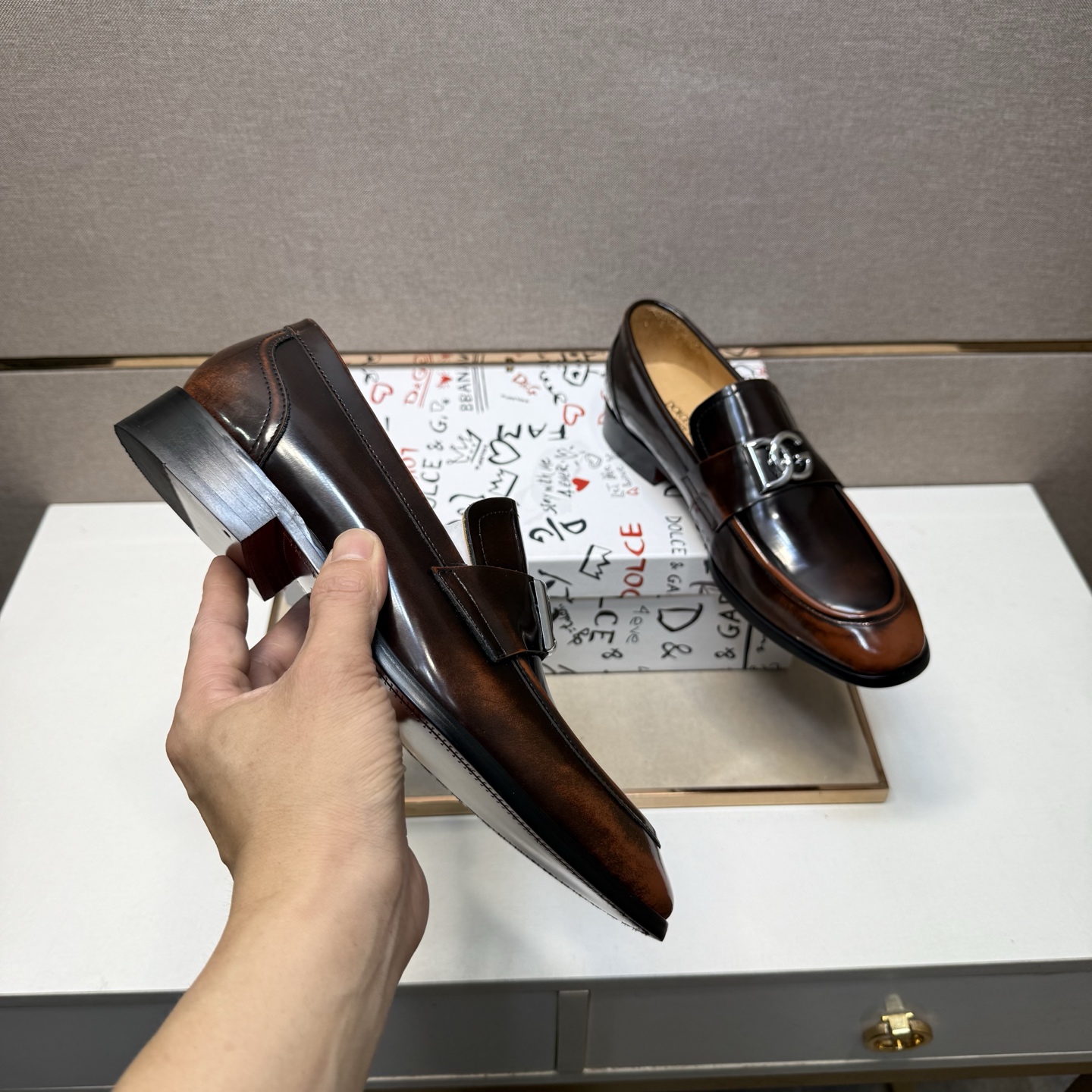 D&G men's leather shoes-36