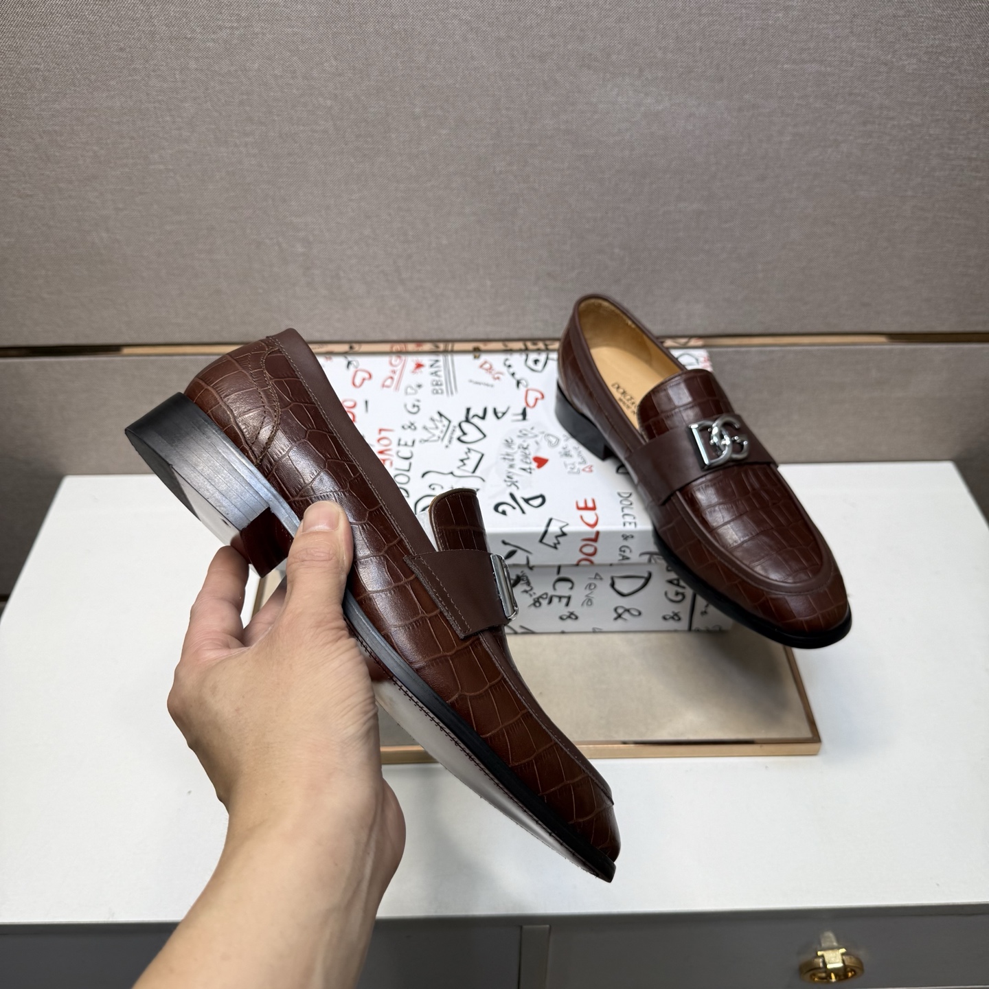 D&G men's leather shoes-41