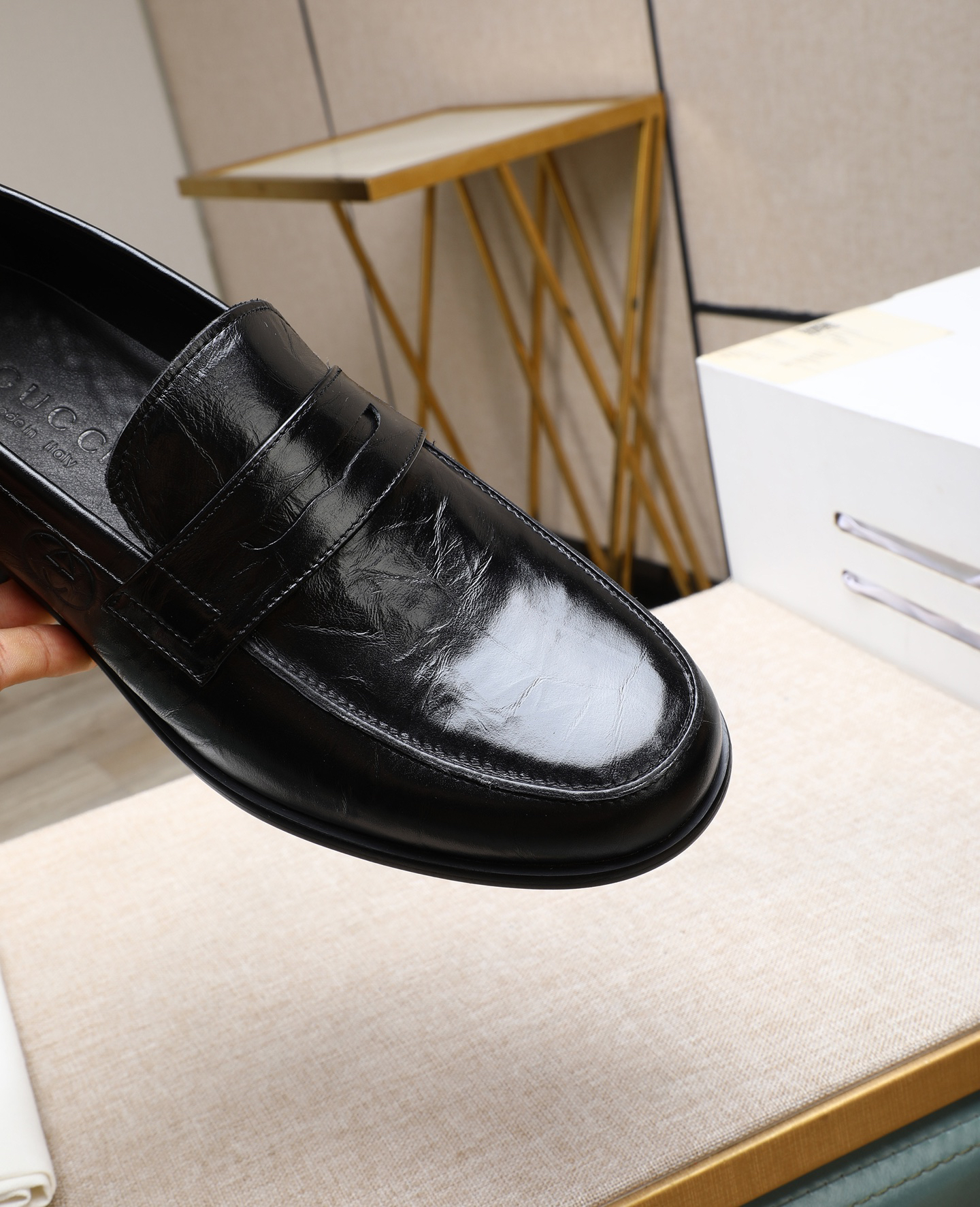 Gucci men's leather shoes-4