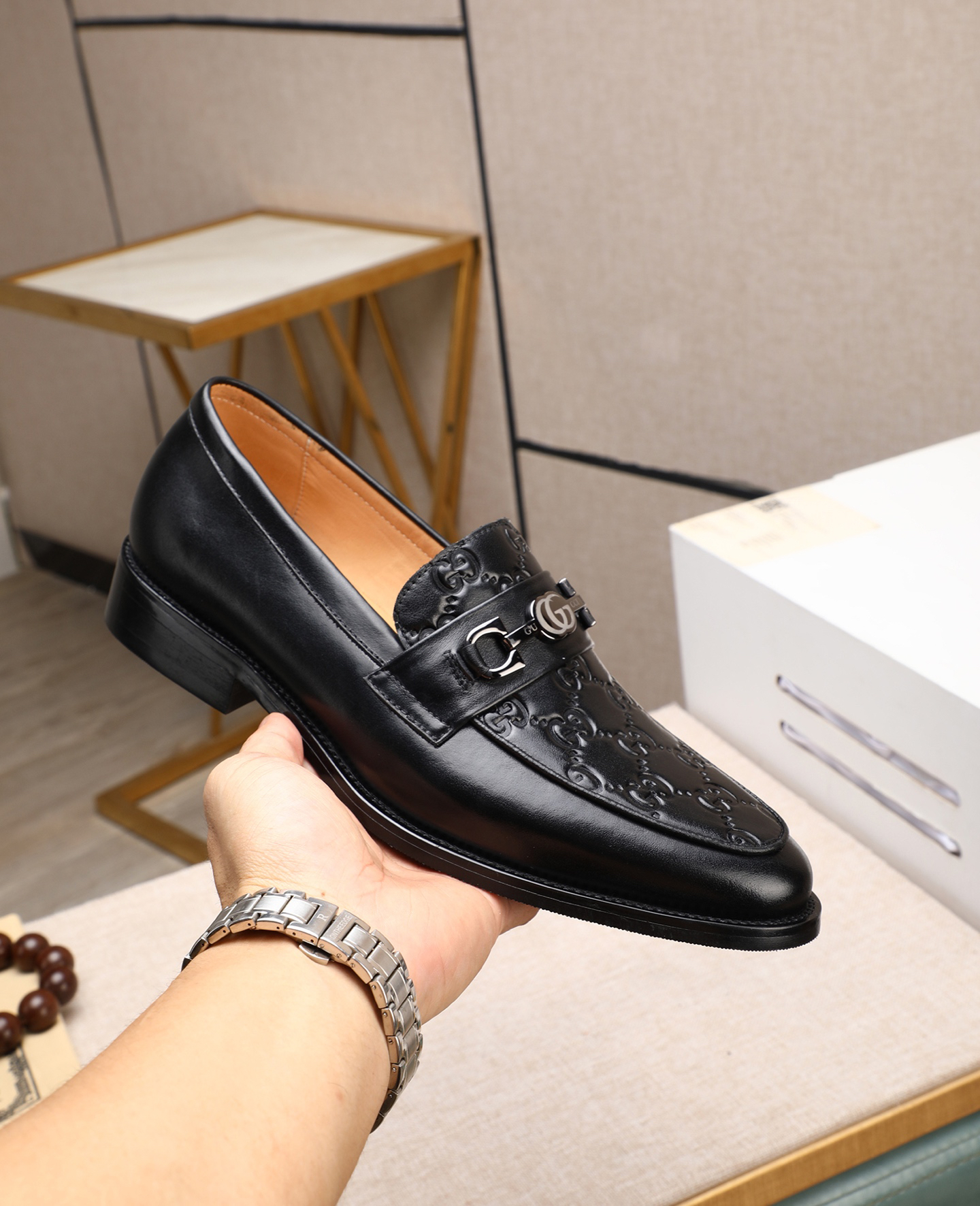 Gucci men's leather shoes-20