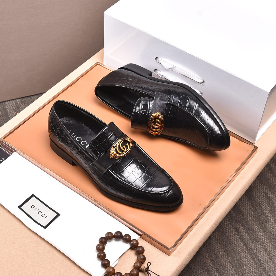 Gucci men's leather shoes-31
