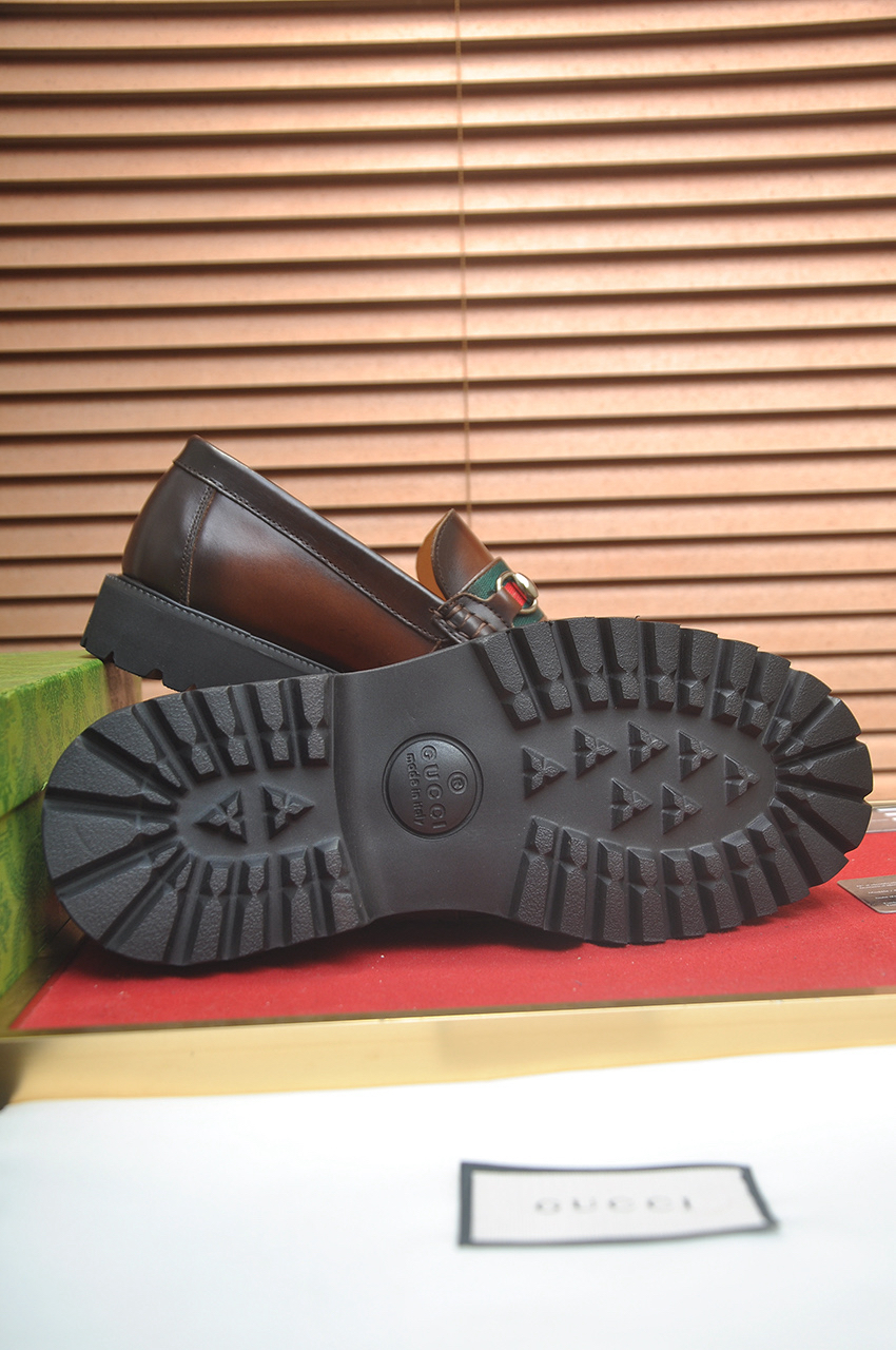 Gucci men's leather shoes-33