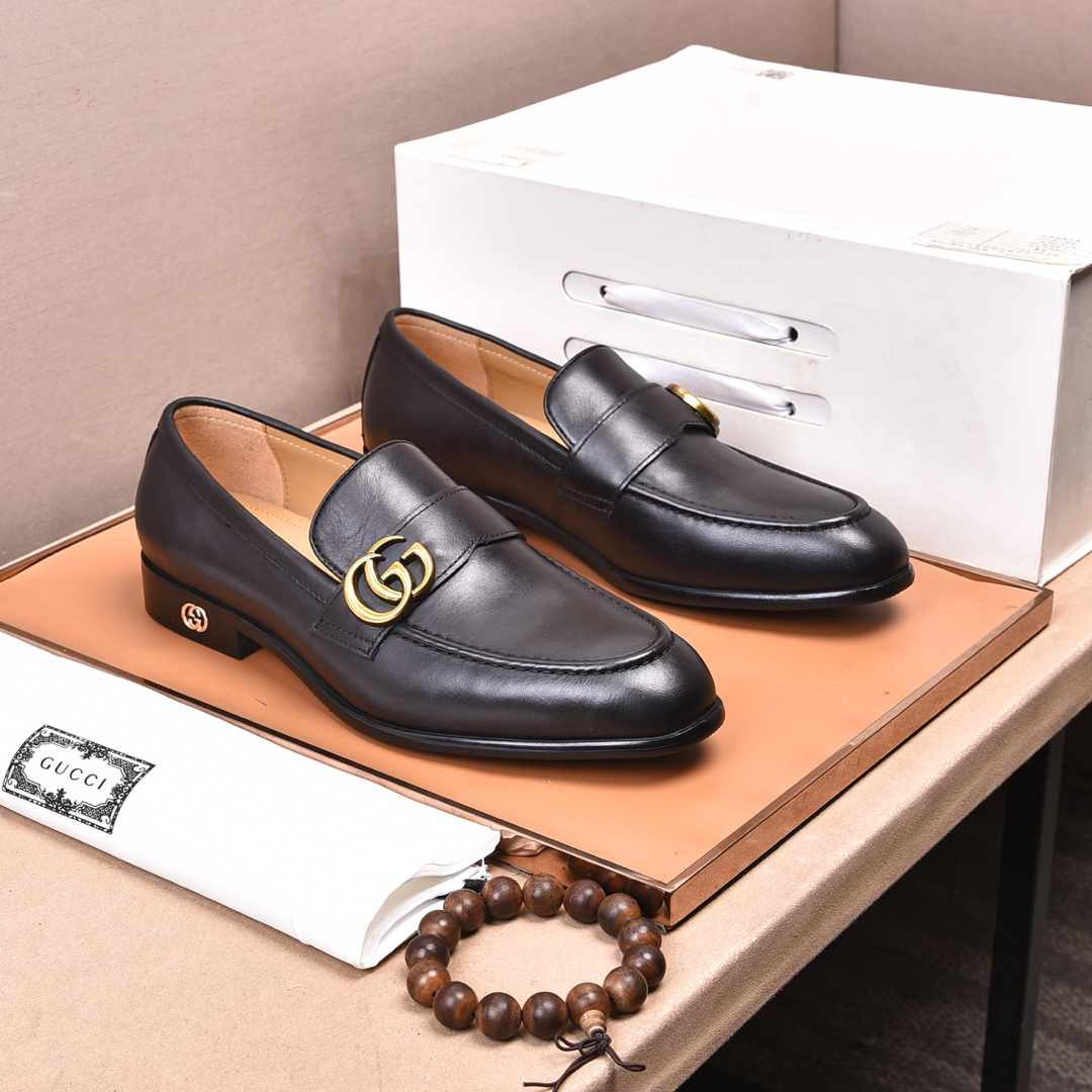 Gucci men's leather shoes-12