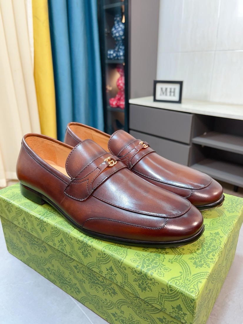 Gucci men's leather shoes-3