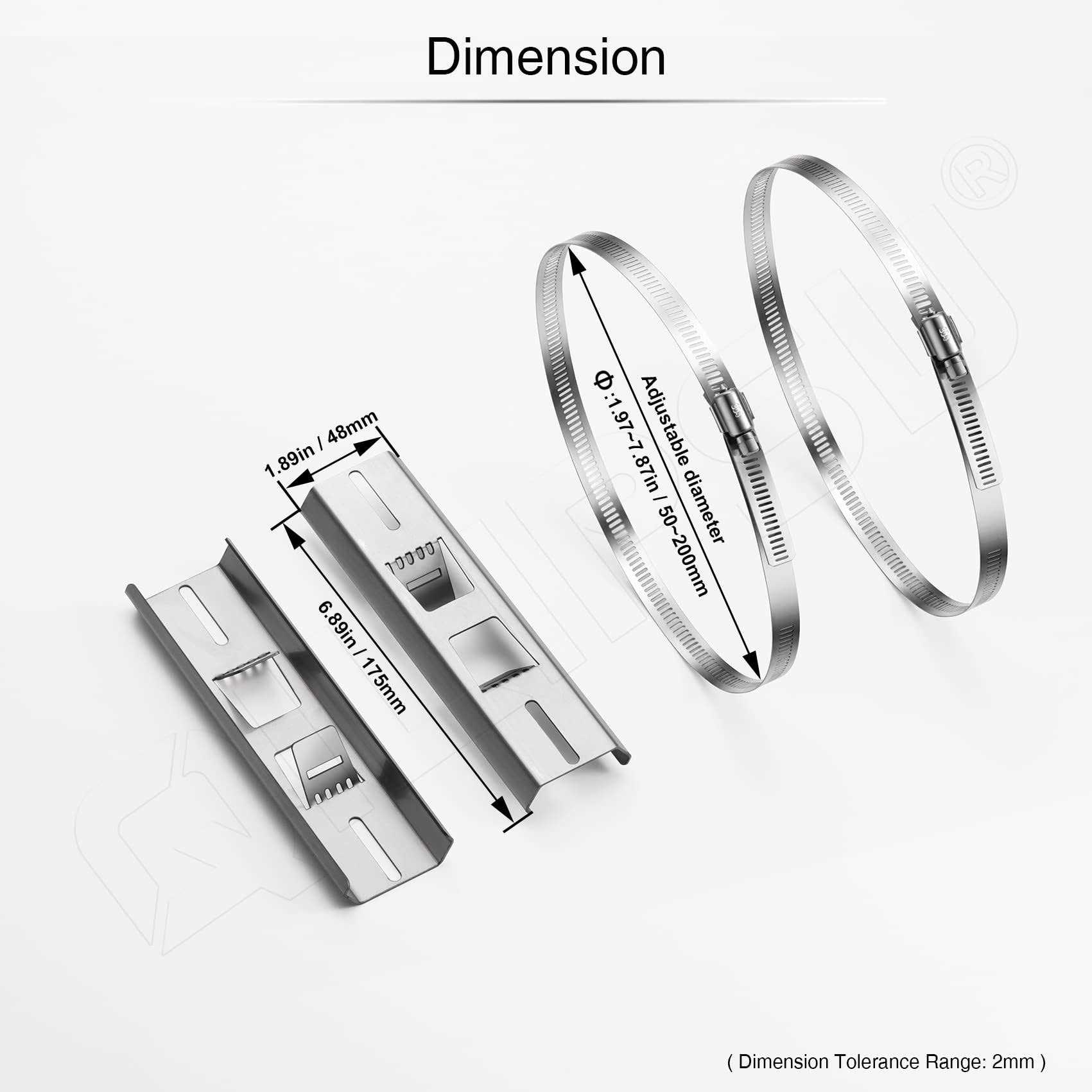 QILIPSU Pole Mounting Kits 304 Stainless Brackets with Adjustable 50-200mm Clamp for Outdoor Waterproof Junction Box