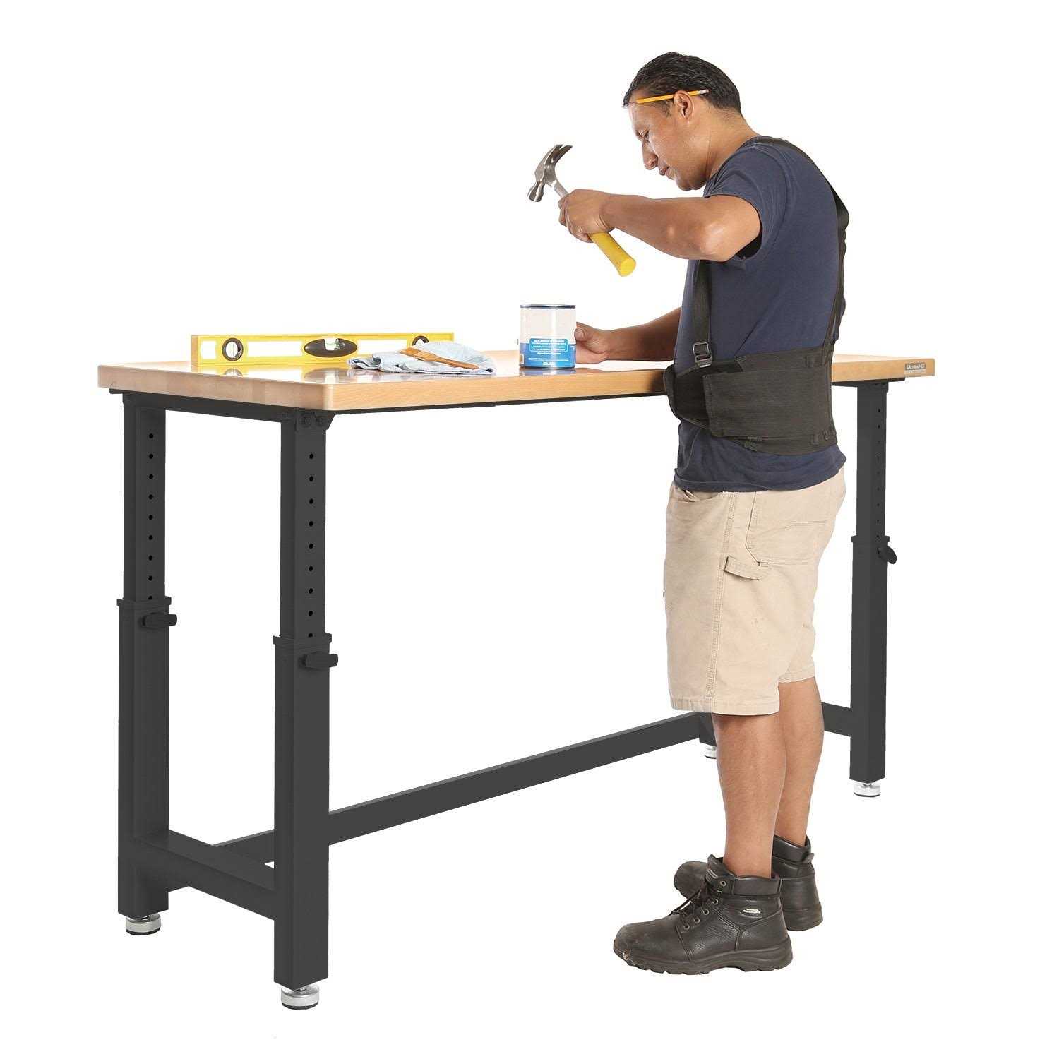 Seville Classics UltraHD Heavy Duty Commercial Height Adjustable Workbench w/Solid Wood Top