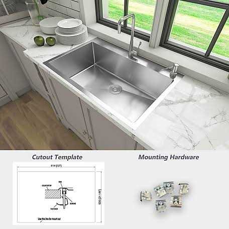 Sinber 33 in. Drop-in Single Bowl 18-Gauge 304 Stainless Steel Kitchen Sink HT3322S-S-9W