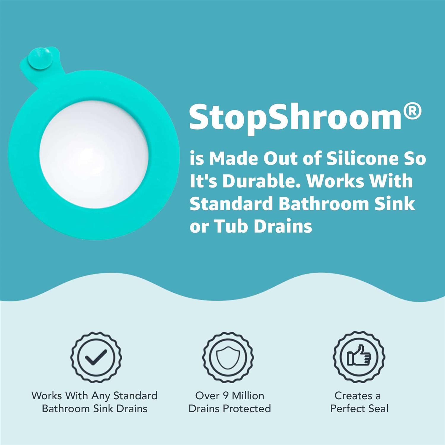 StopShroom STBLU232 Universal Stopper Plug Cover for Bathtub, Bathroom and Kitchen Drains