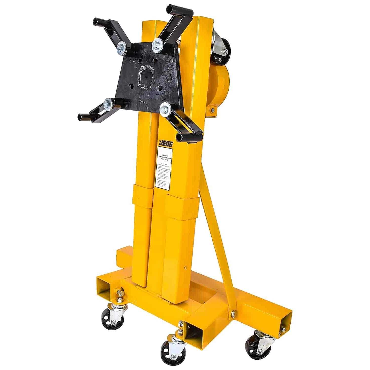 JEGS 80102 Folding Engine Stand Geared Rotating Head 1500 lb. Capacity Adjustabl