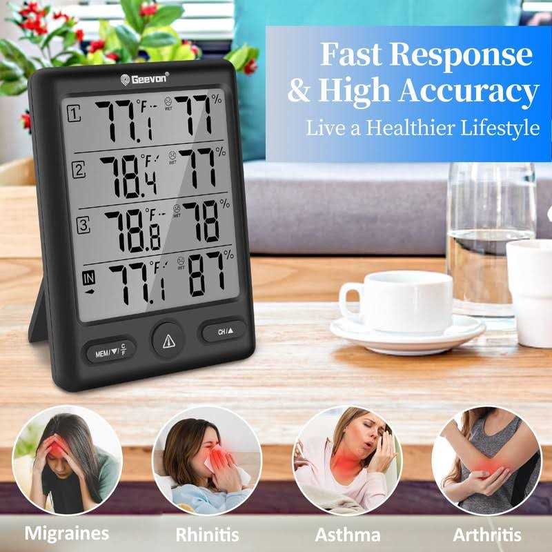 Geevon Indoor Outdoor Thermometer Wireless with 3 Remote Sensors