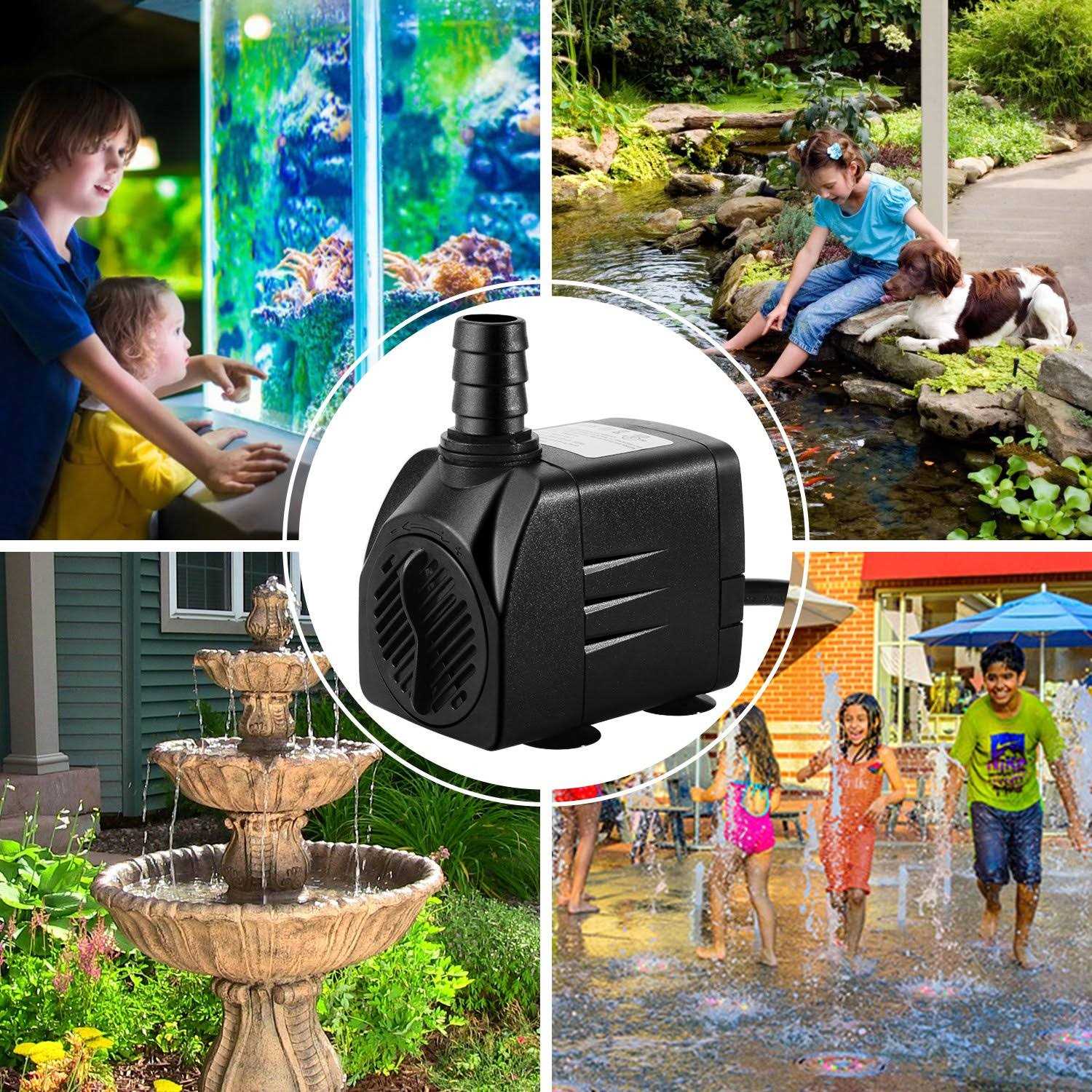 CWKJTOP CWKJ Fountain Pump 400GPH Submersible Water Durable Outdoor Pump with 6.5ft Tubing