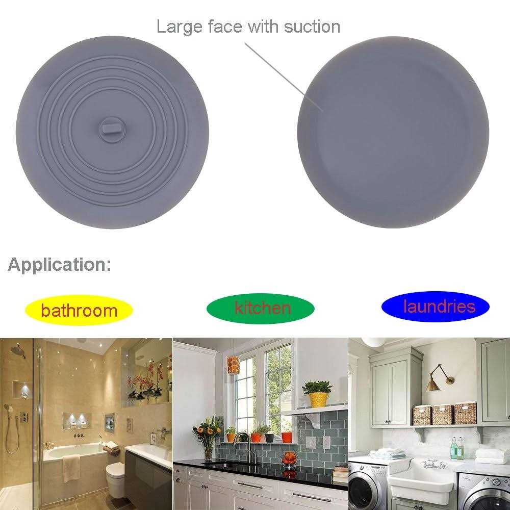 V-top Tub Stopper 2 Pack, 6 inches Large Silicone Drain Plug Hair Stopper Flat Suction Cover for Kitchen Bathroom and Laundry