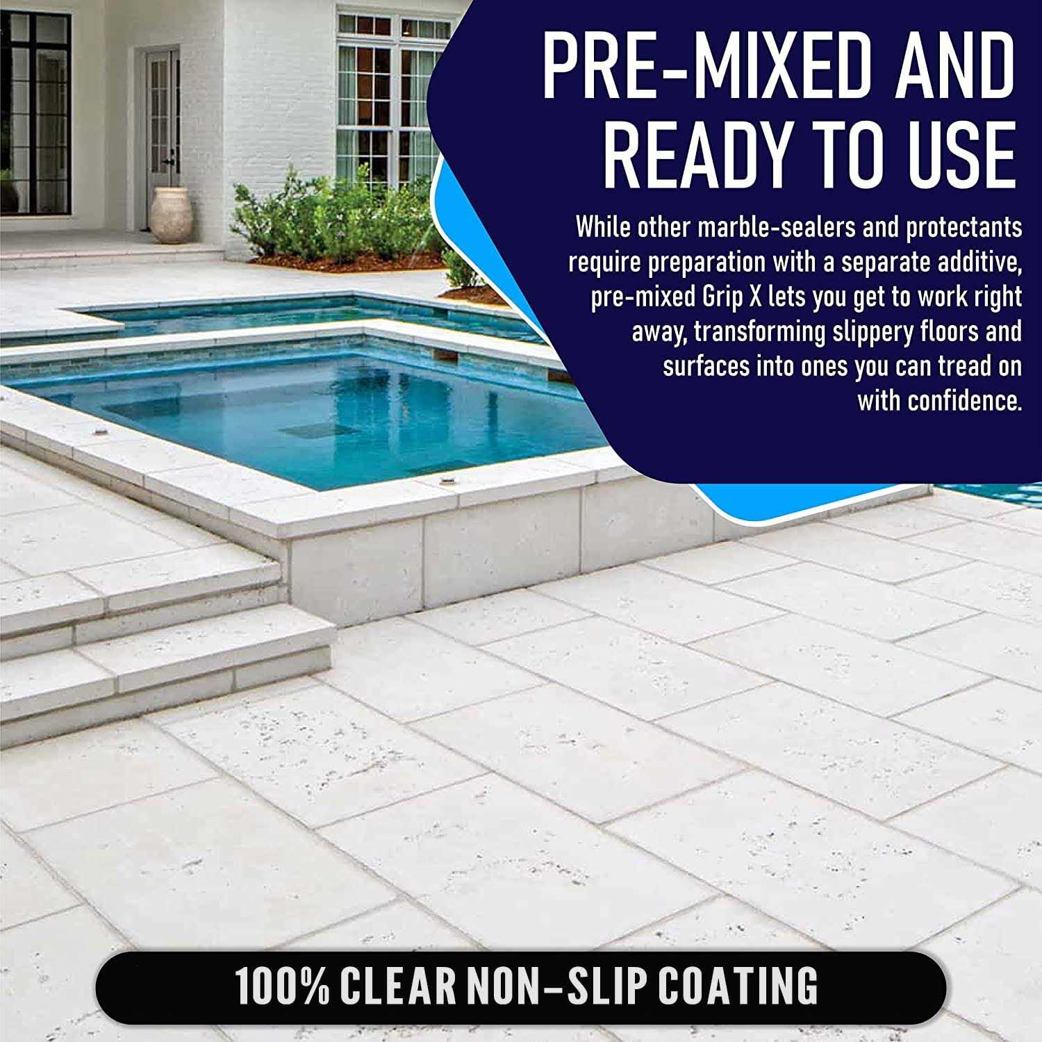 SlipDoctor's GripX Non-Slip Coating and Sealant for Indoor and Outdoor Tiles, Concrete and Natural Stone