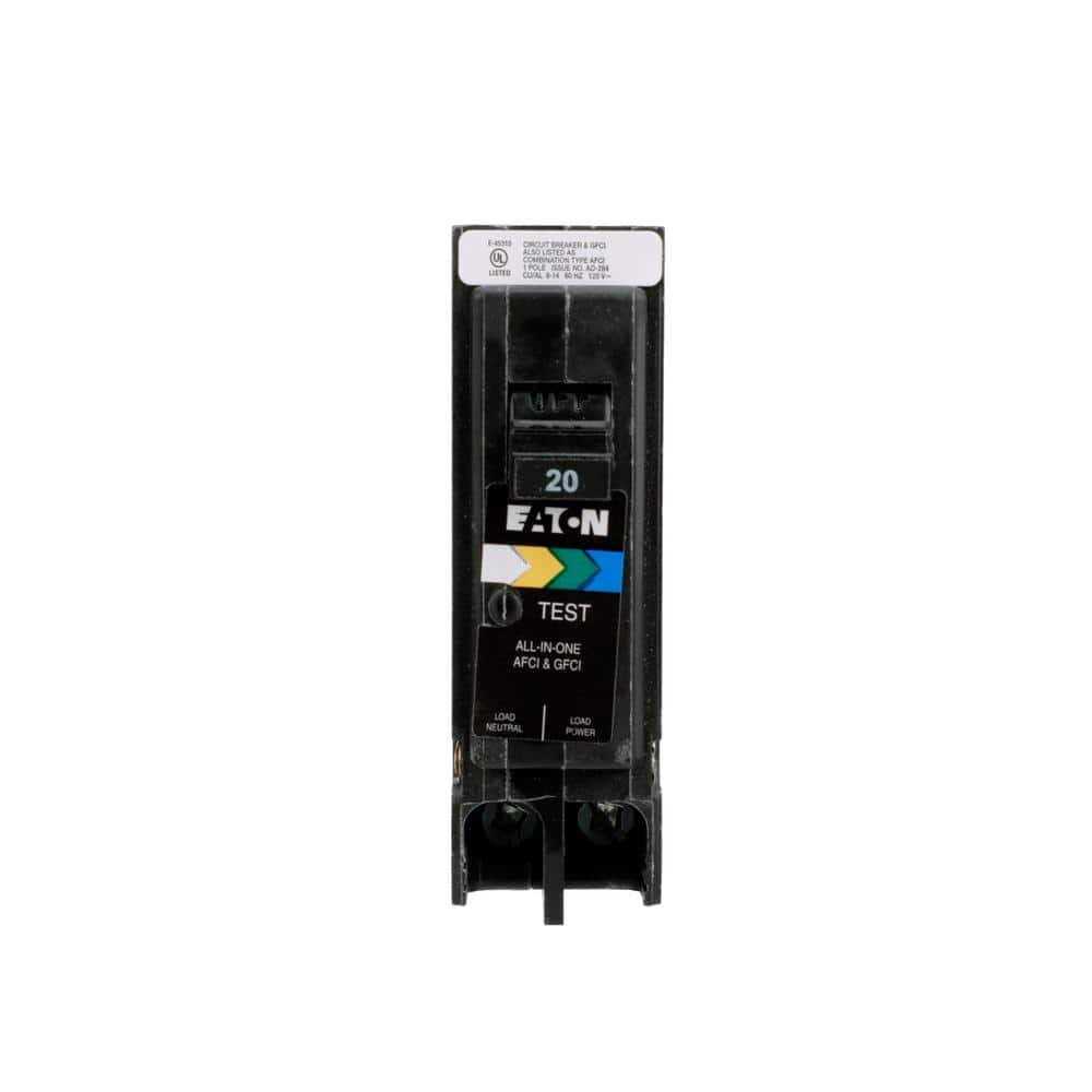 Eaton BRN120A1CS Type BR 20-Amp 1-Pole Dual Function AFCI/GFCI Circuit Breaker
