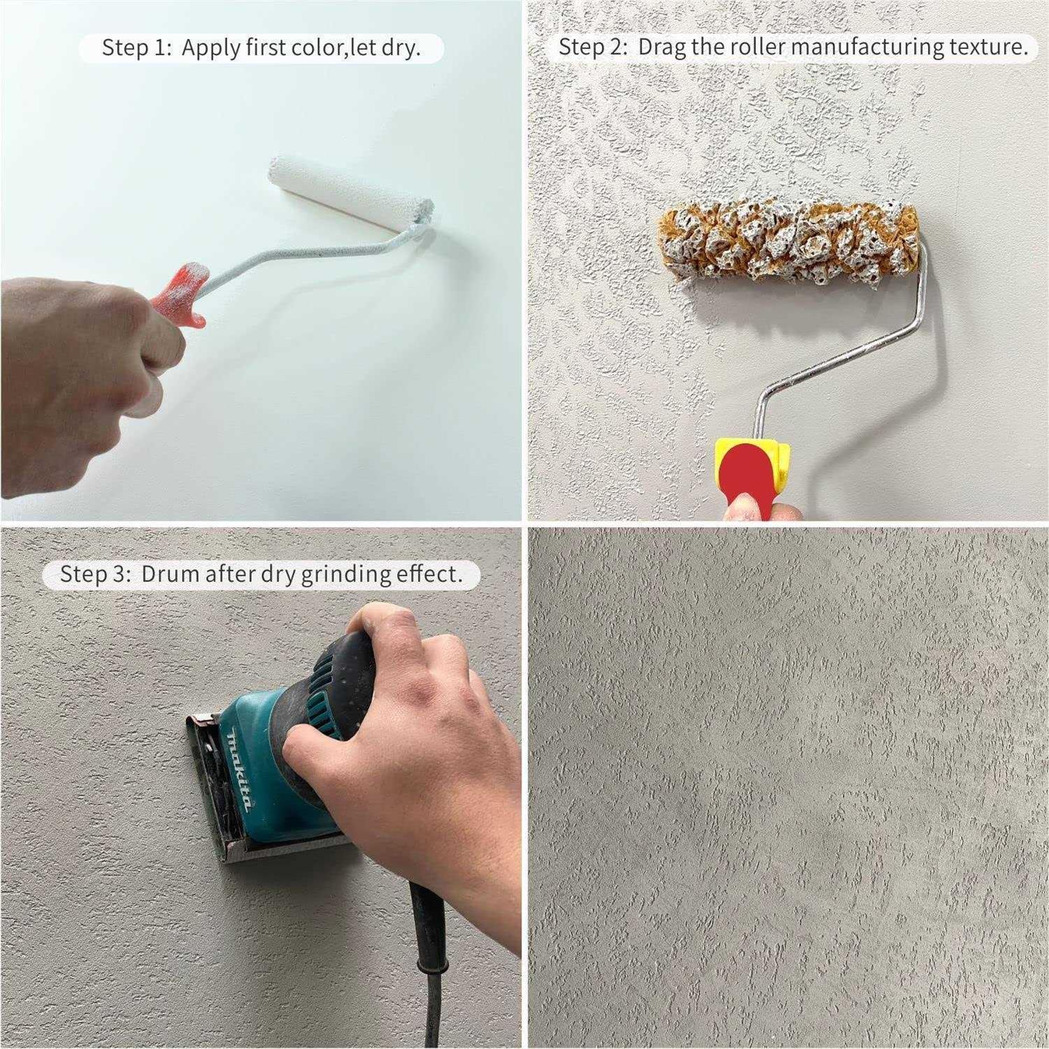 Hanroy Sponge Paint Roller Small Texture Painting Decorators Brush Tool, Fast and Easy Pattern Art Sponge Roller for Home