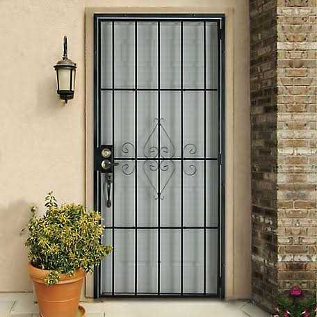 Titan 32 in. x 80 in. Su Casa Black Surface Mount Outswing Steel Security Door with Expanded Metal Screen
