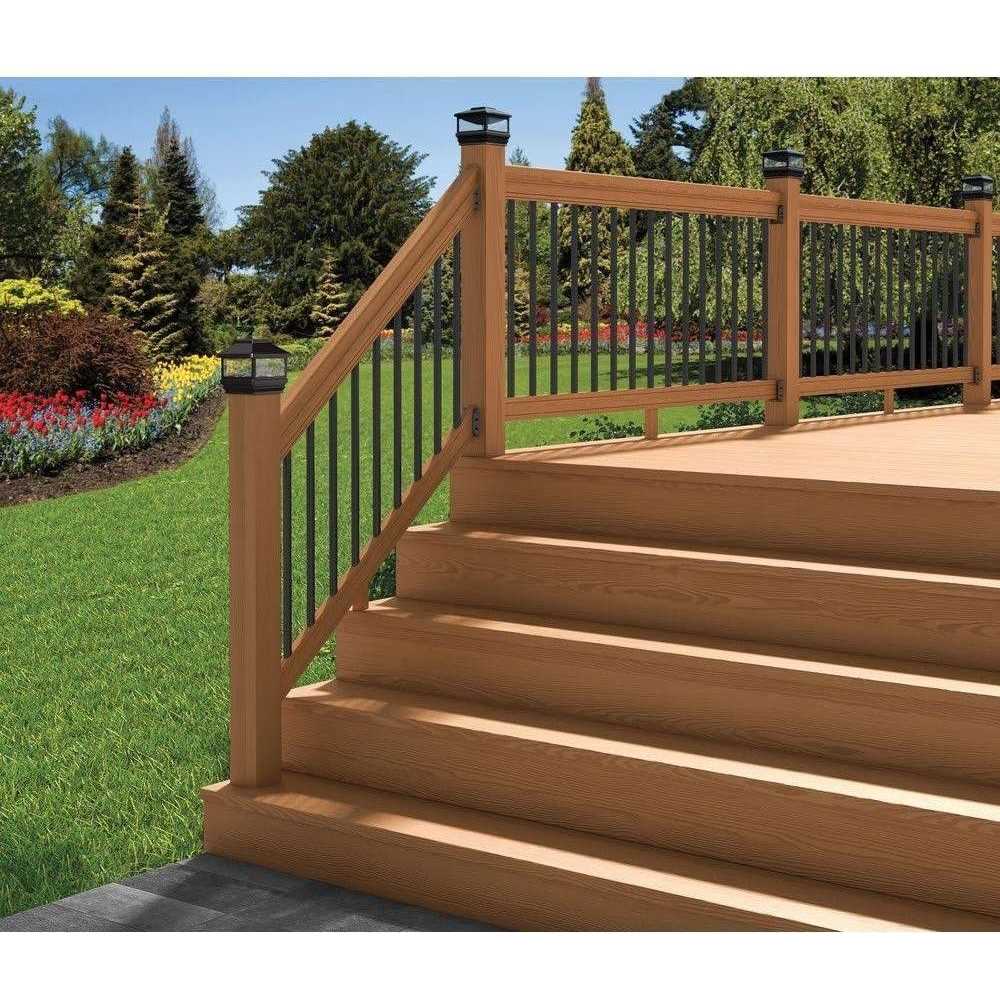 ProWood Pressure-Treated 6 ft. Cedar-Tone Stair Deck Railing Kit with Black Aluminum Balusters