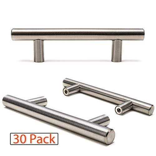 Ravinte 30 Pack 5\ Cabinet Pulls Brushed Nickel Stainless Steel Kitchen Drawer Pulls Cabinet Handles 3' Hole Center