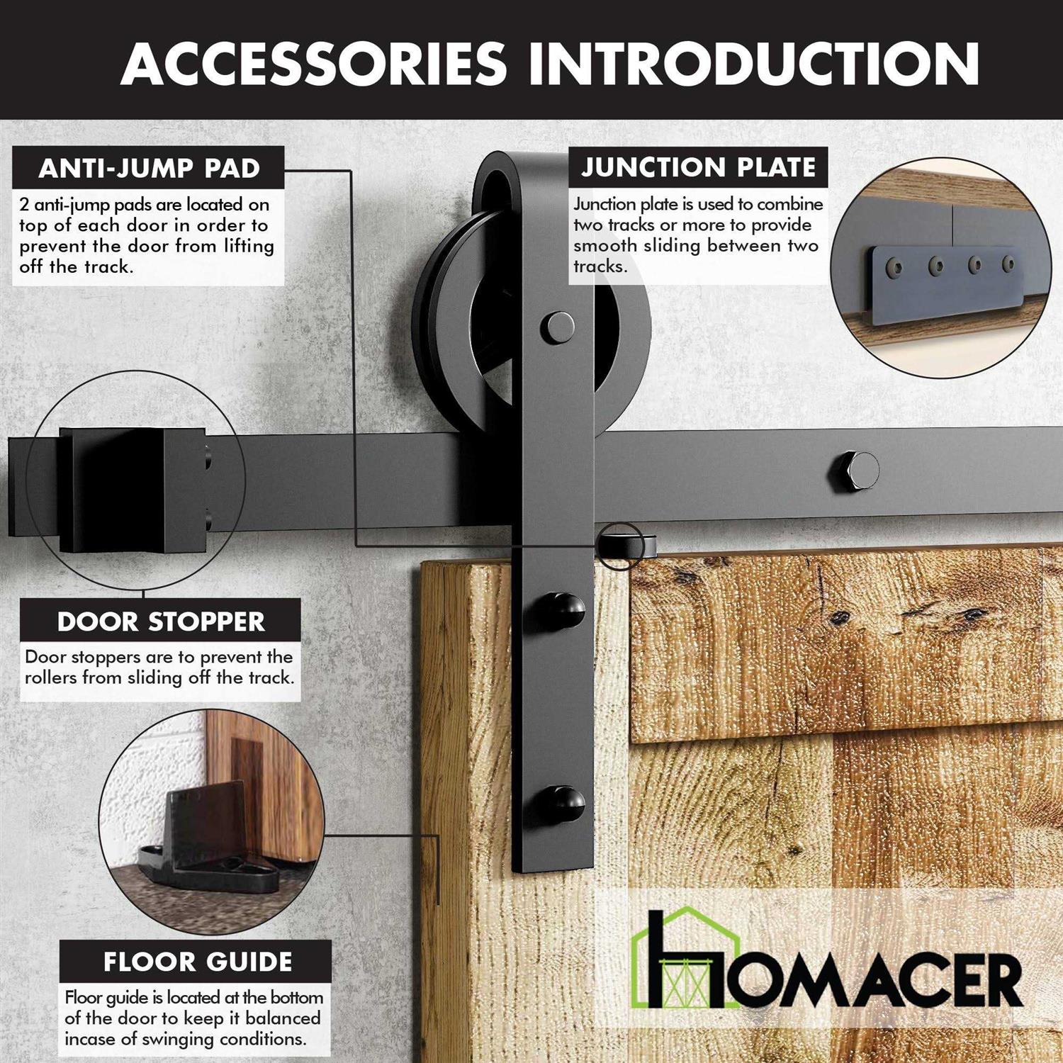 HOMACER Rustic Black Indoor/Outdoor Spoke Wheel Barn Door Hardware Kit