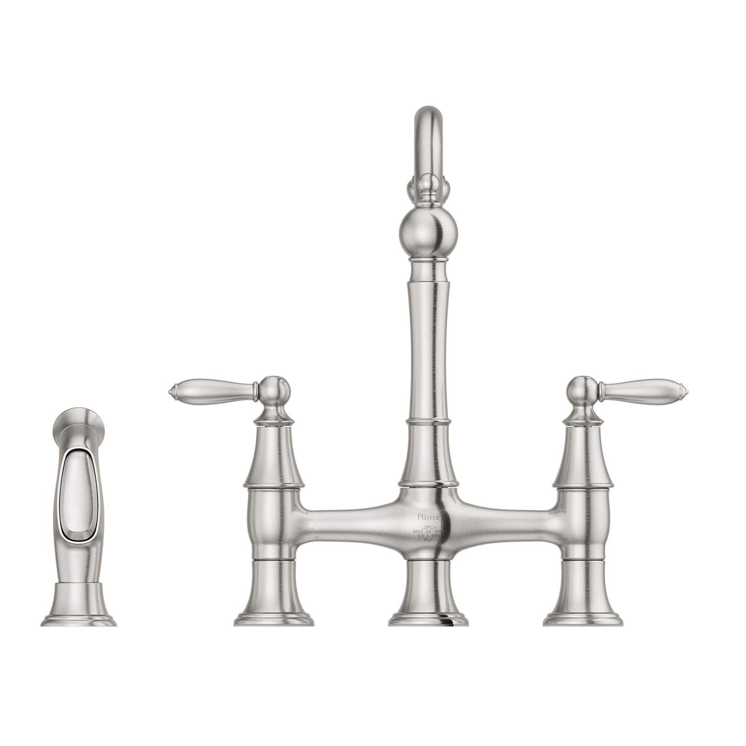Pfister Courant Two Handle Bridge Kitchen Faucet with Side Spray