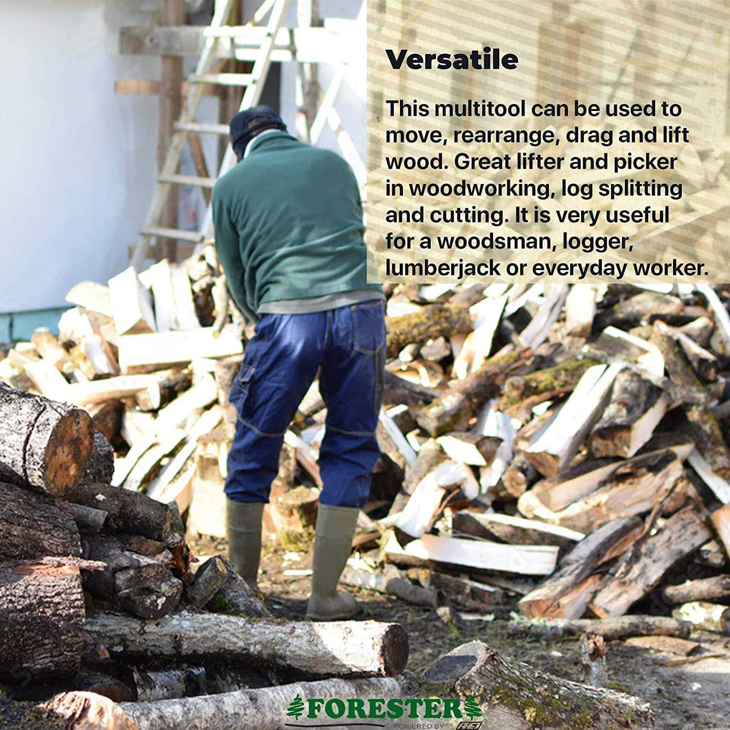 Forester Hookaroon Pickaroon Logging Tool USA Hickory Handle Forged Steel Forestry Tools Log Hook for Lifting Wood Firewood Kindling