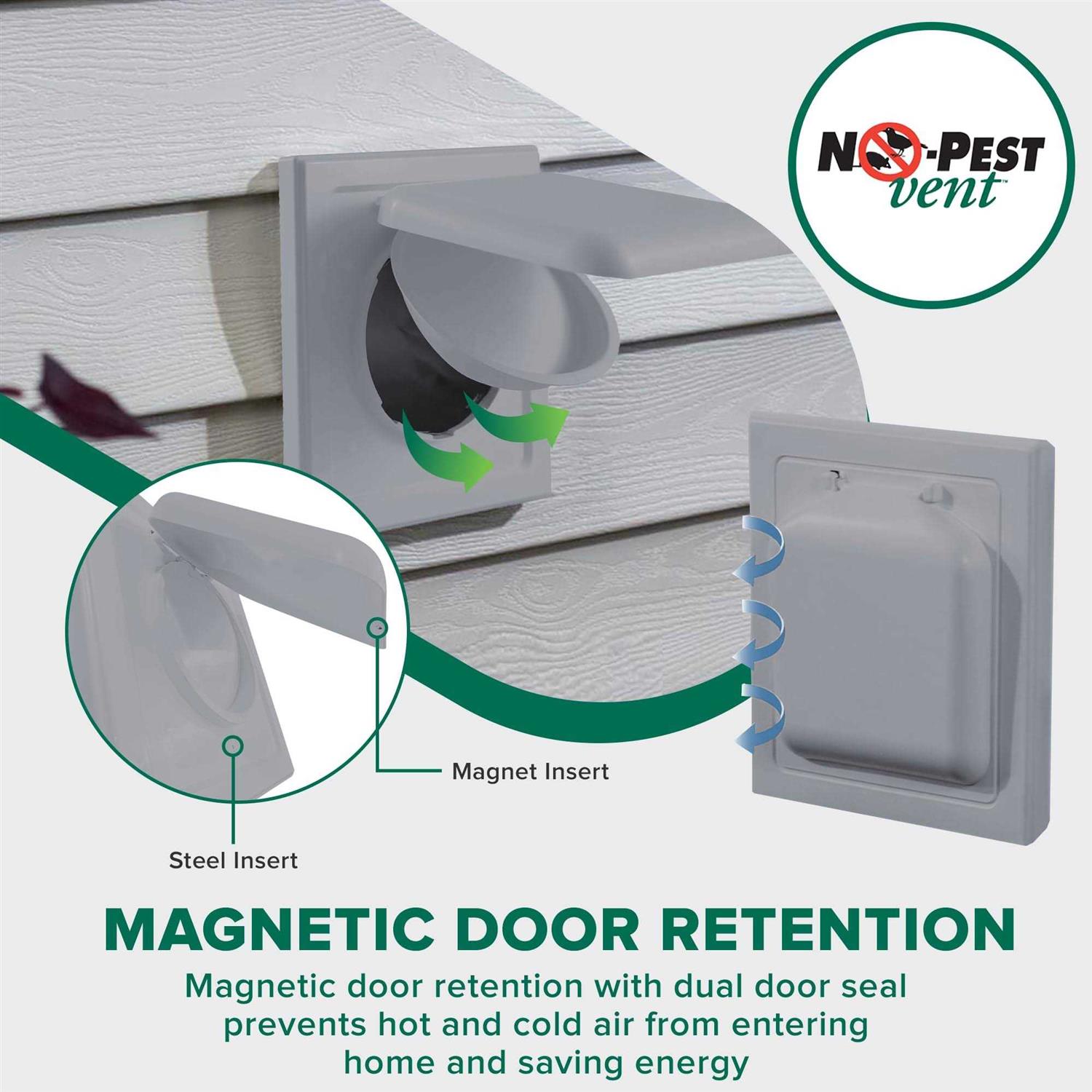 NO-PEST Vent Dual Door Dryer Vent Cover Outdoor 4 inch Made in USA